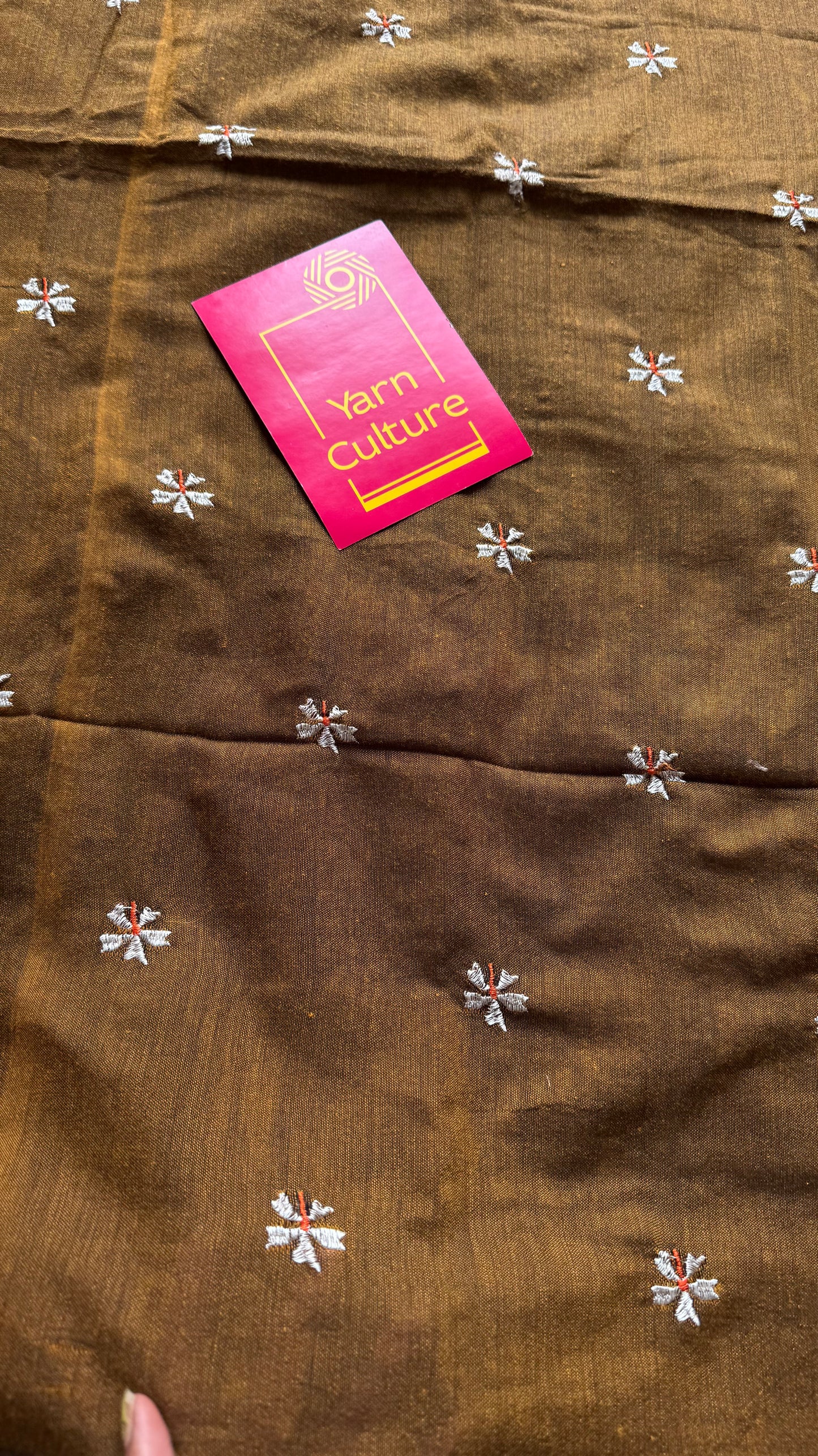 Mustard brown parijat soft cotton saree  - YCBCKCAP39