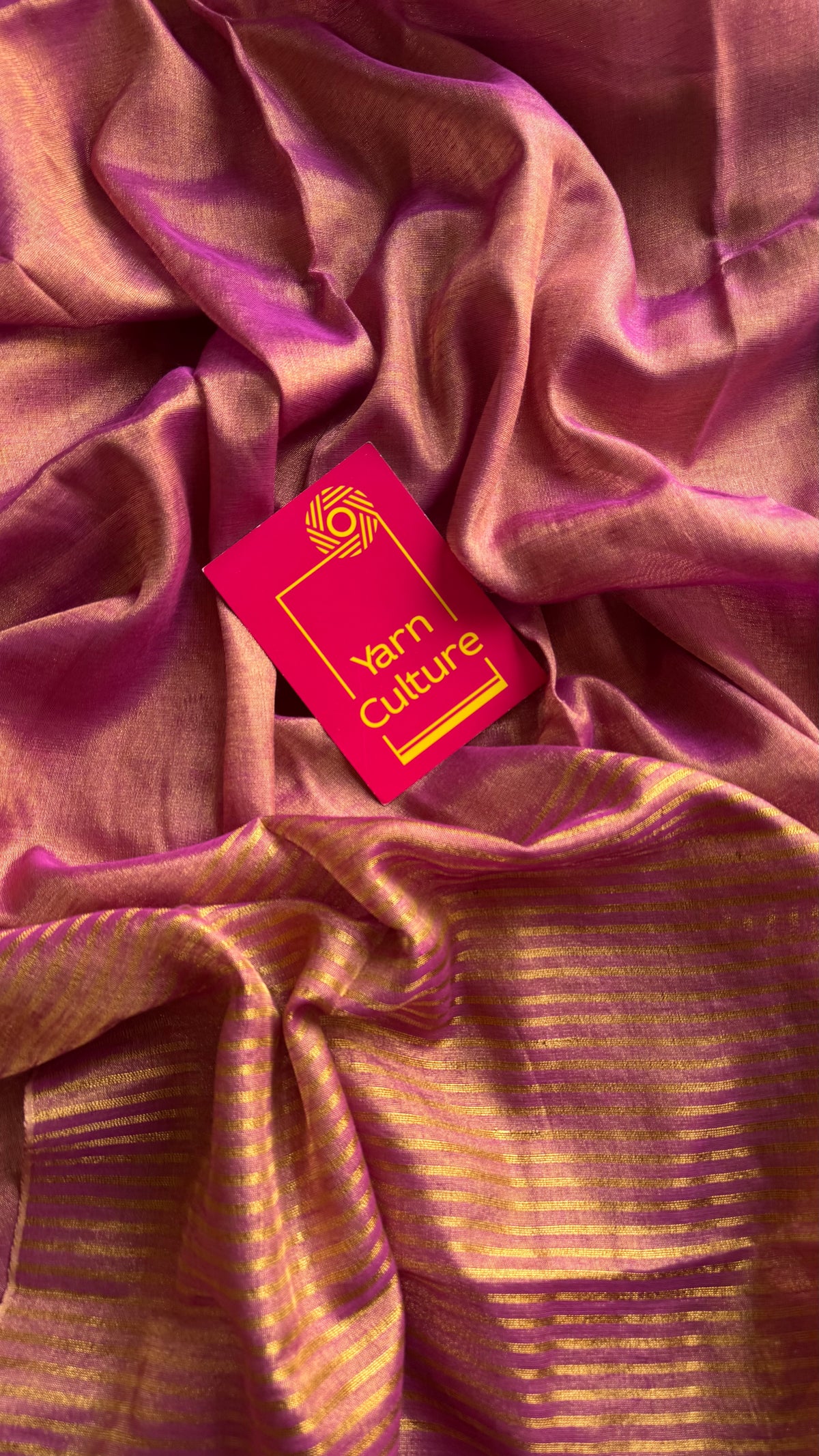 Light purple pink with gold, dual tone metallic tissue linen saree - YCBCLTOC55