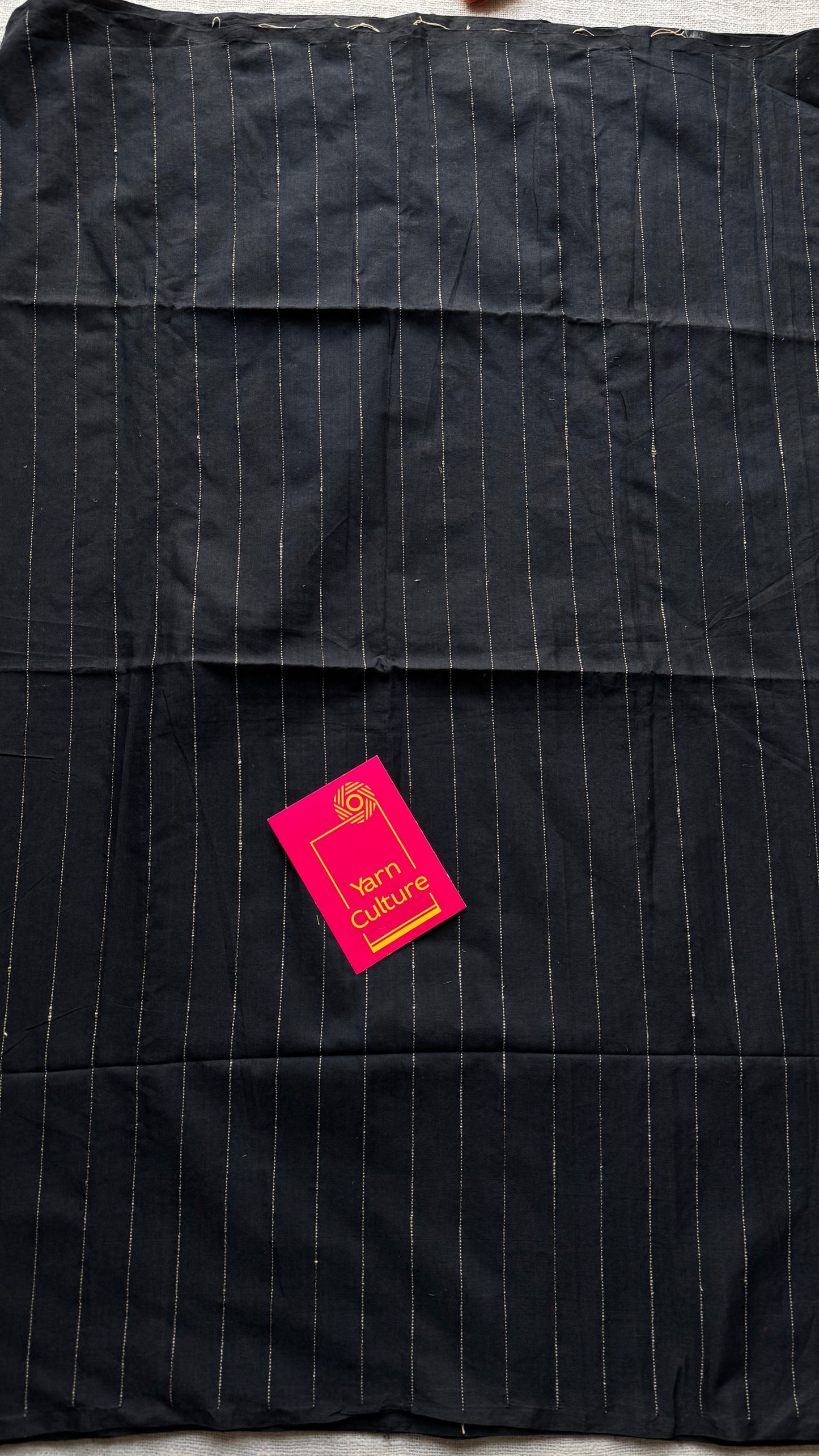 Black, bhujodi patterned soft khadi cotton saree - YCBCKCDE22