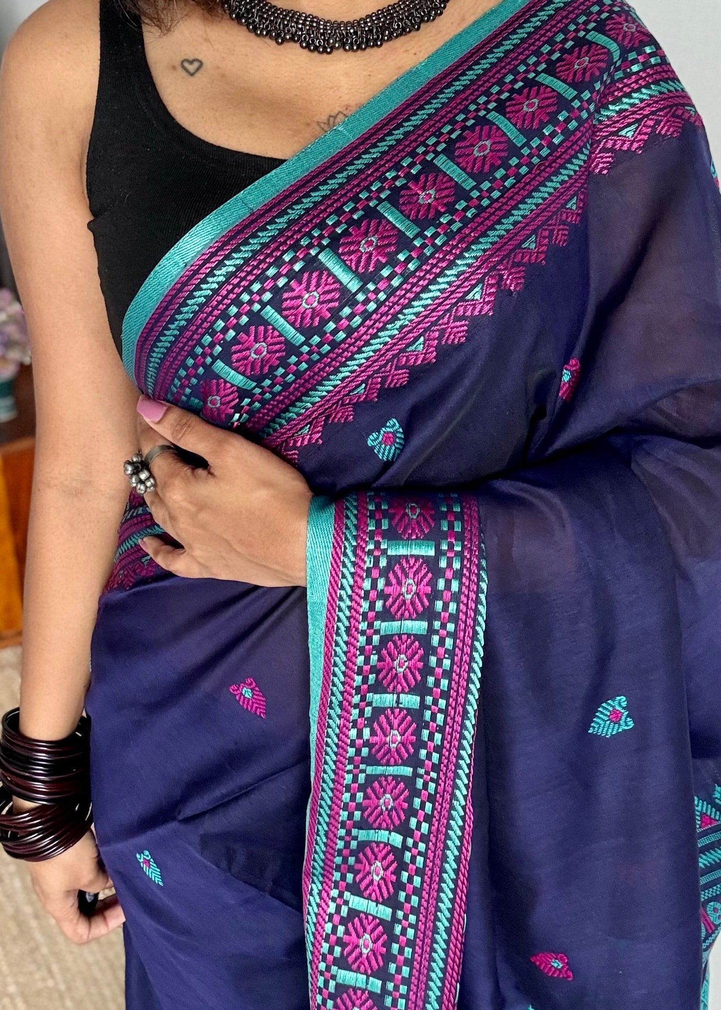 NeelPokh (নীলপখ) - Blue Butterfly, grace and color in motion, soft cotton - YCHOTEAJA206