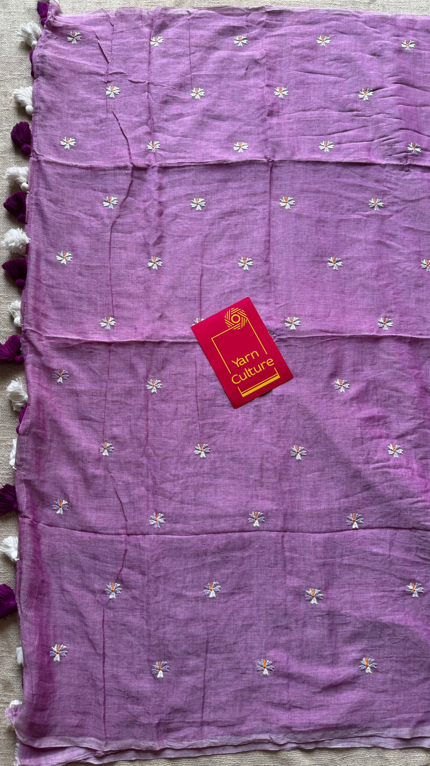 Mauve pink parijat mul cotton saree  - YCBCMCAP33