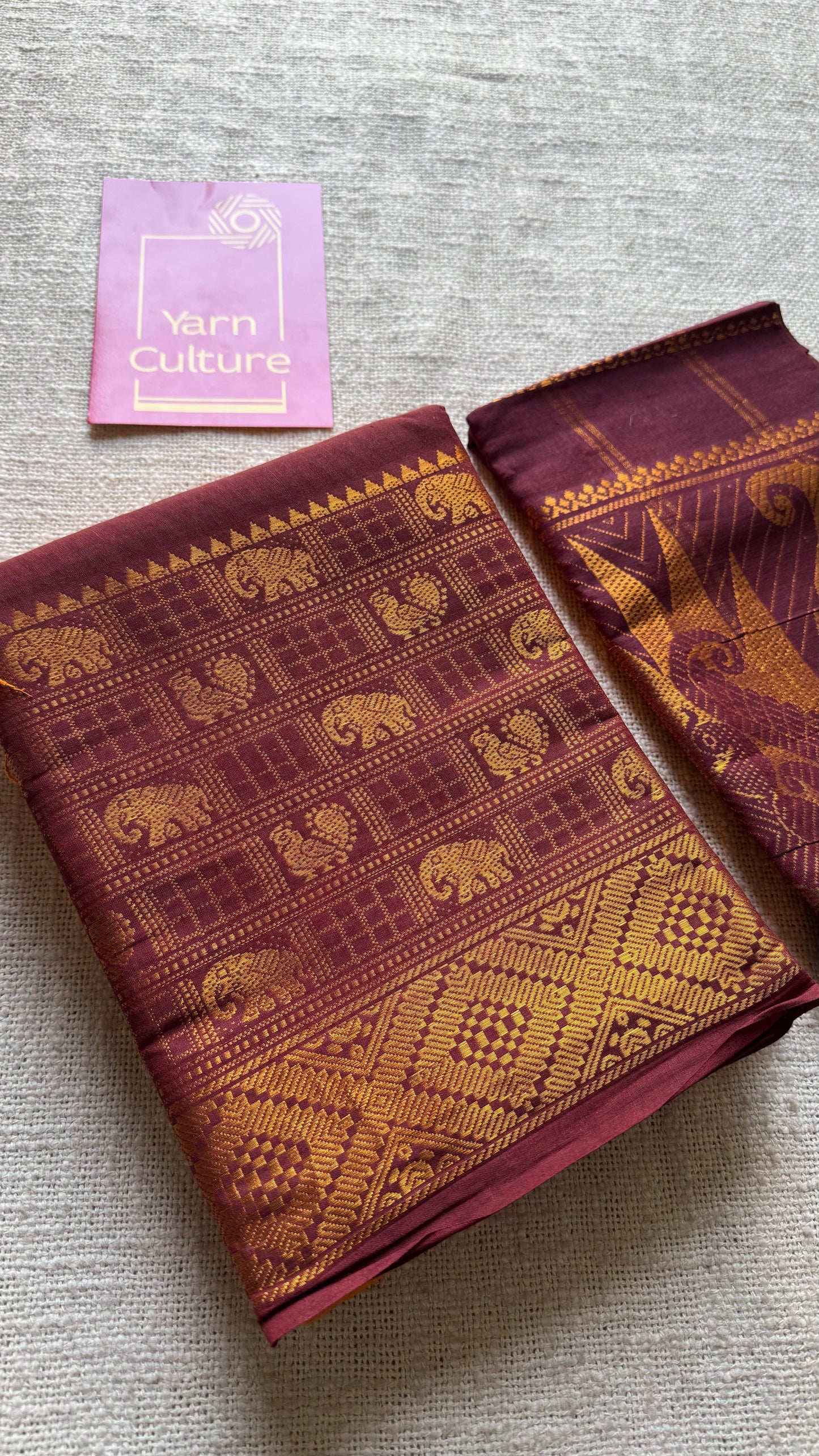 Mango yellow with maroon border, sungudi, madurai soft cotton - YCCOTNSUJA02