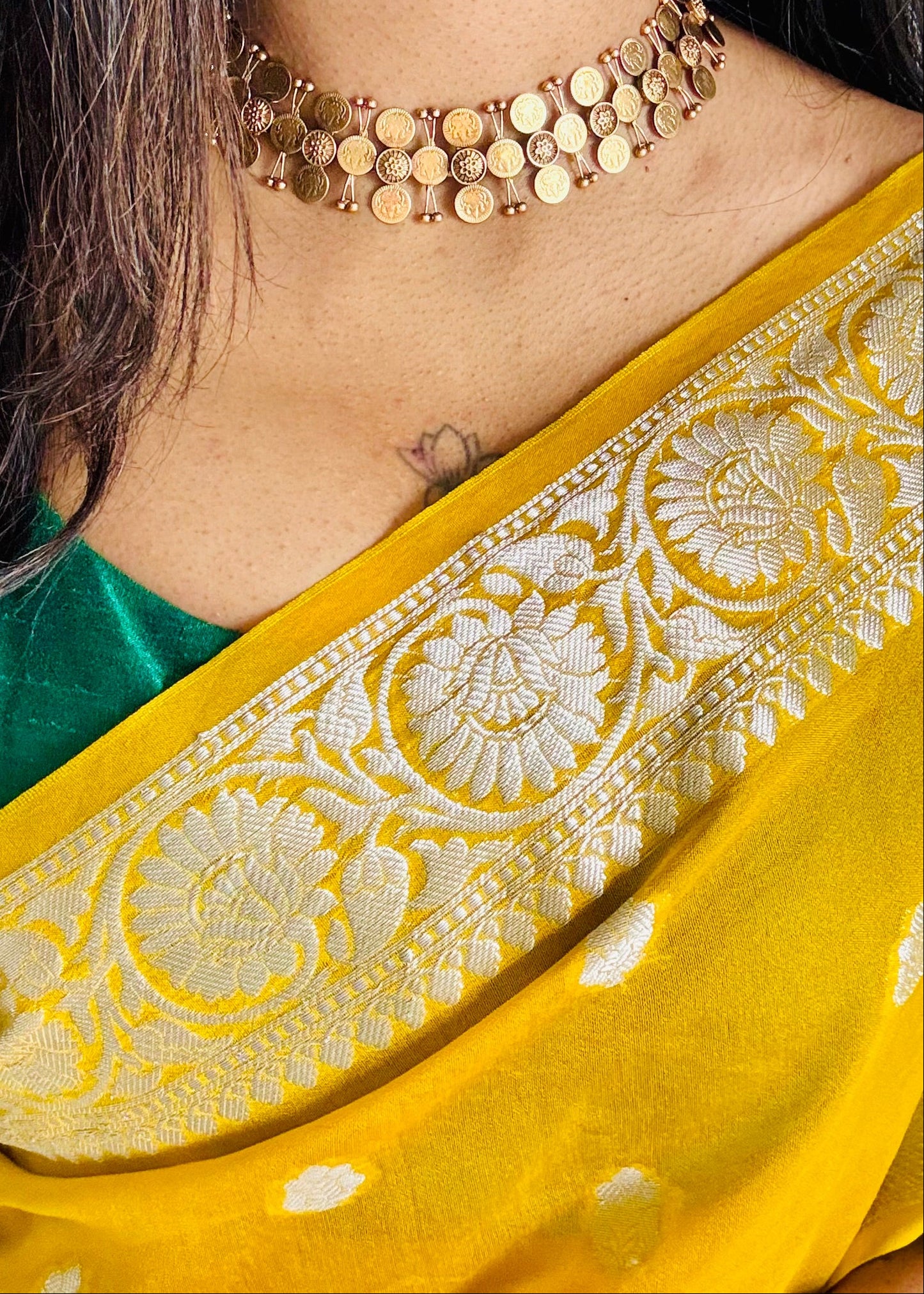 3 layered coin neckpiece with earrings - YCGPNP675