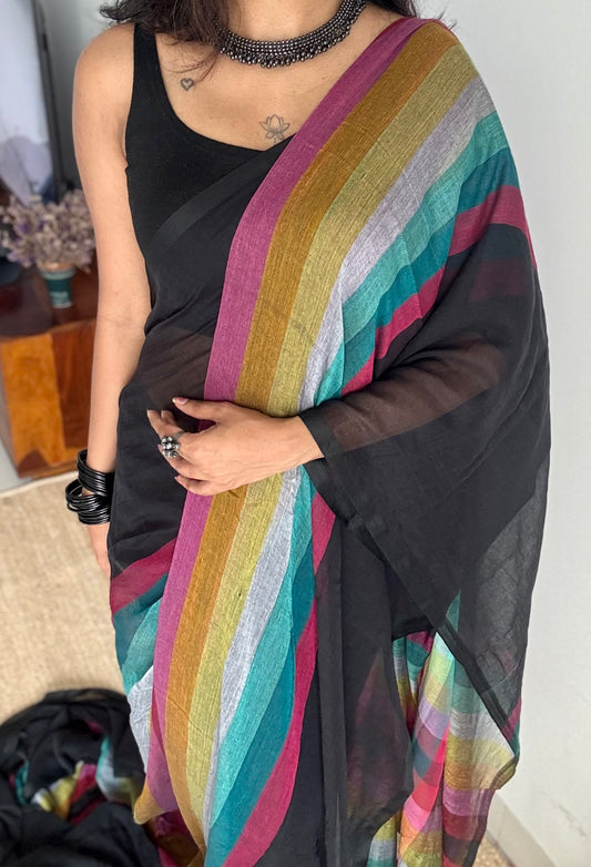 Black with colourblocks, mul cotton - YCBCJULMR11