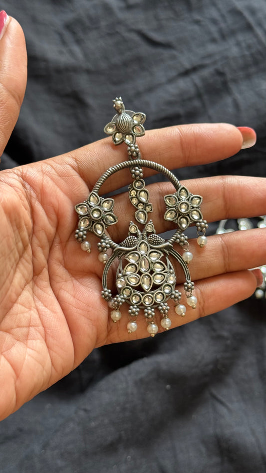 Peacock dangler earring with white stones - YCOSED597