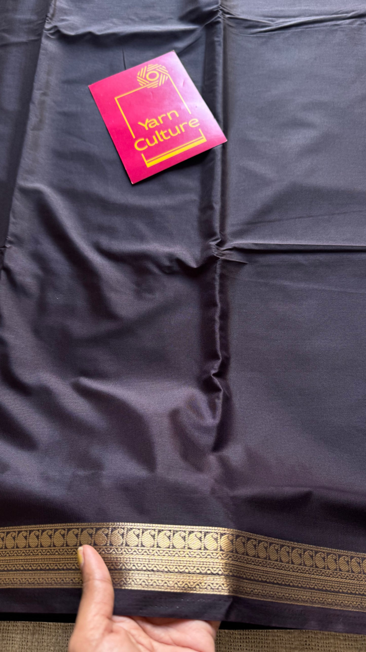 Brownish dark grey Mysore semi crepe silk saree - YCLOKFE234