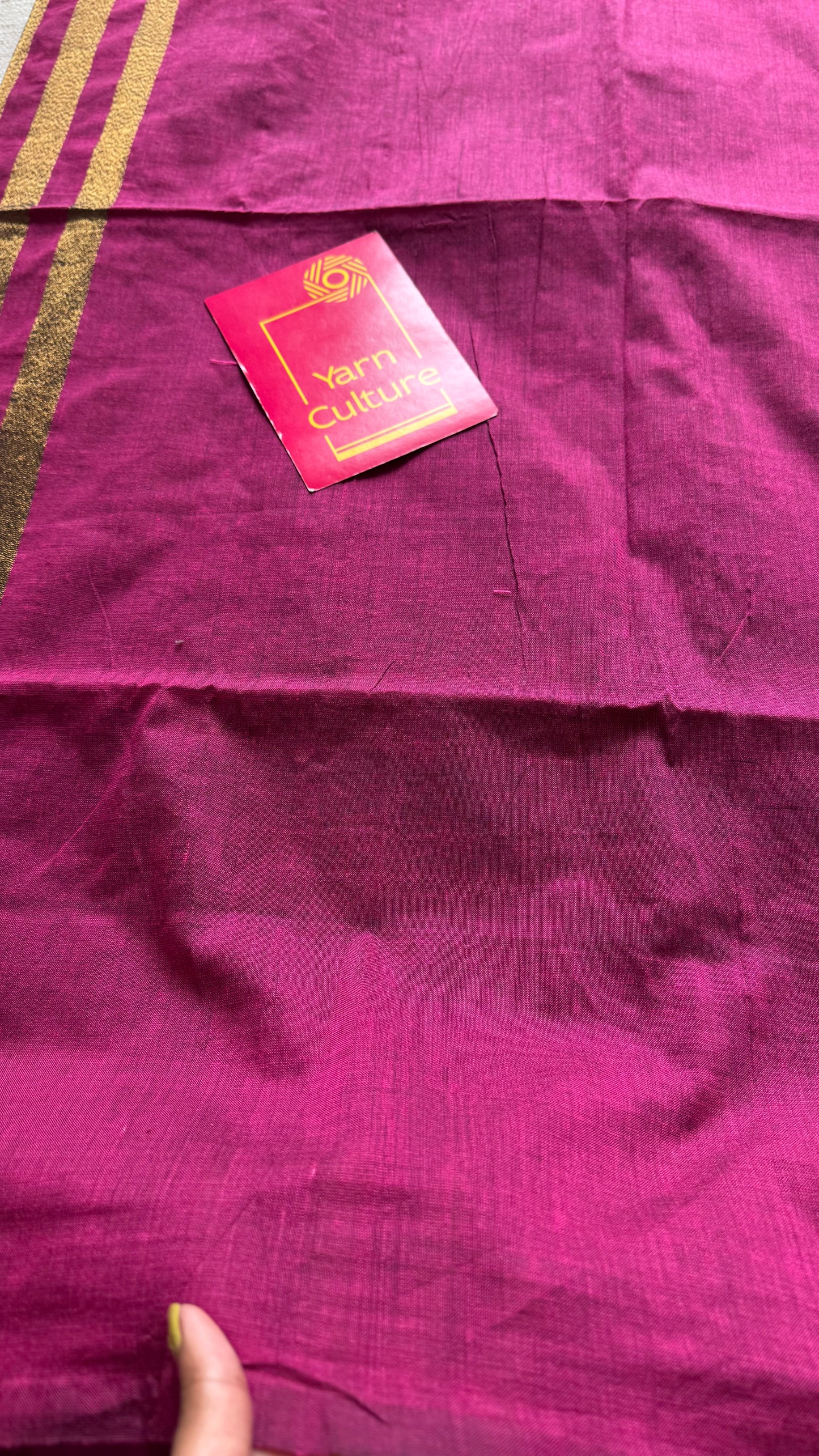 Berry pink khadi with antique gold pallu - YCBCKZPSE07