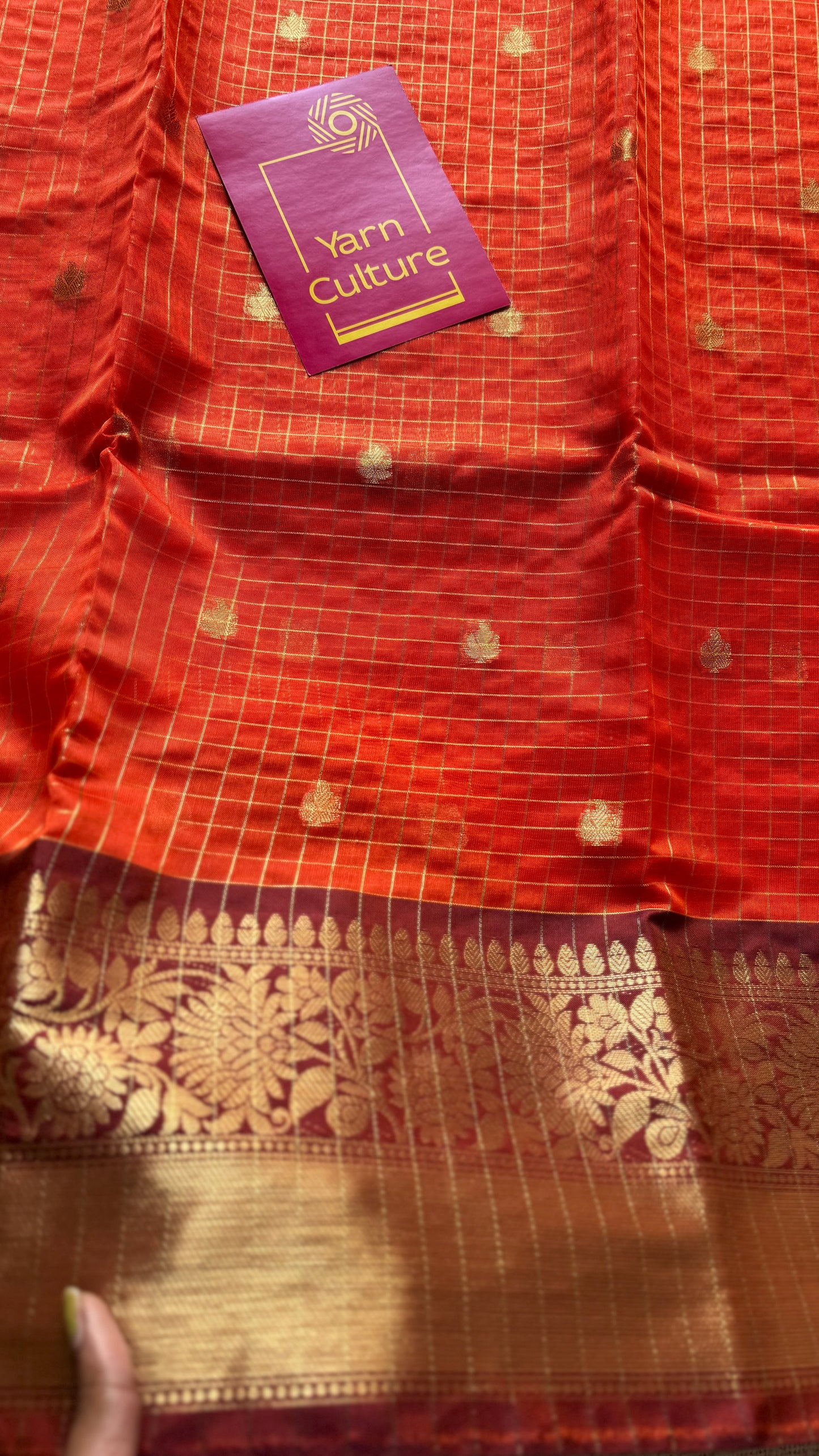 Dark orange with coffee brown, semi tissue silk - YCBLSSJA20