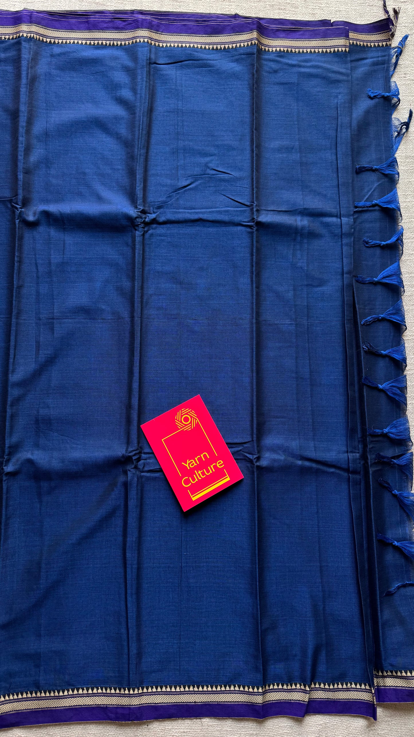 Navy blue with purple border narayanpet saree, soft cotton - YCWOTDNPFE35