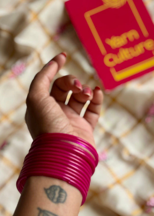 Magenta glass bangles, set of 12 - YCBANGL84