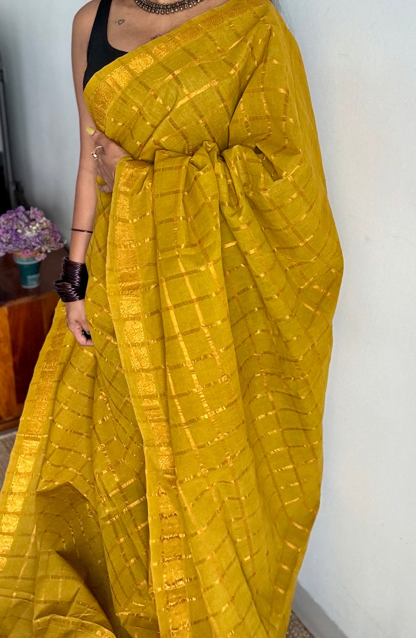 Light green pavithra kattam kattuchayam dyed madurai cotton saree - YCCOTNMSFE120