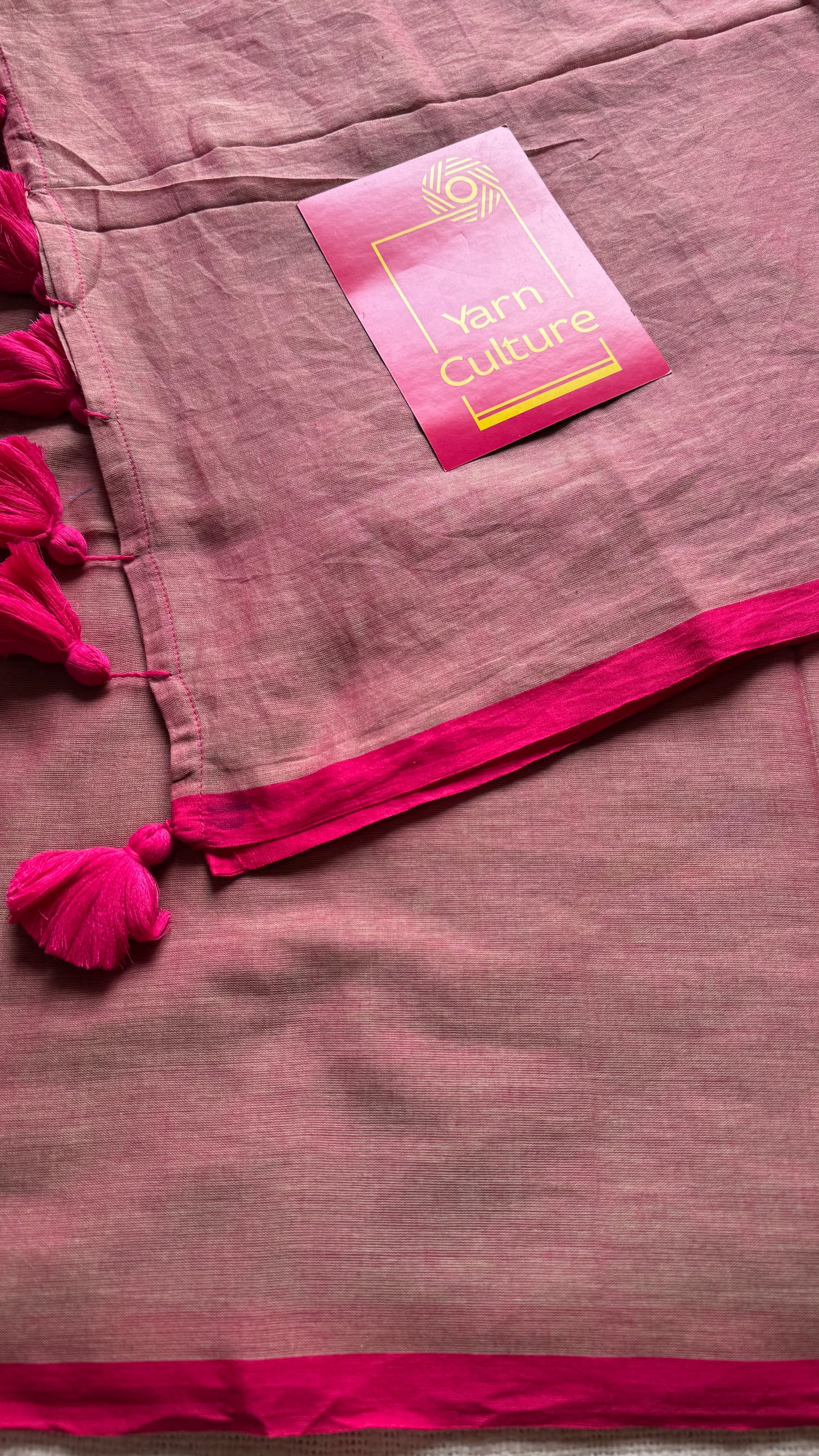Mauve with pinkish red border mul cotton saree - YCBCMCFE229