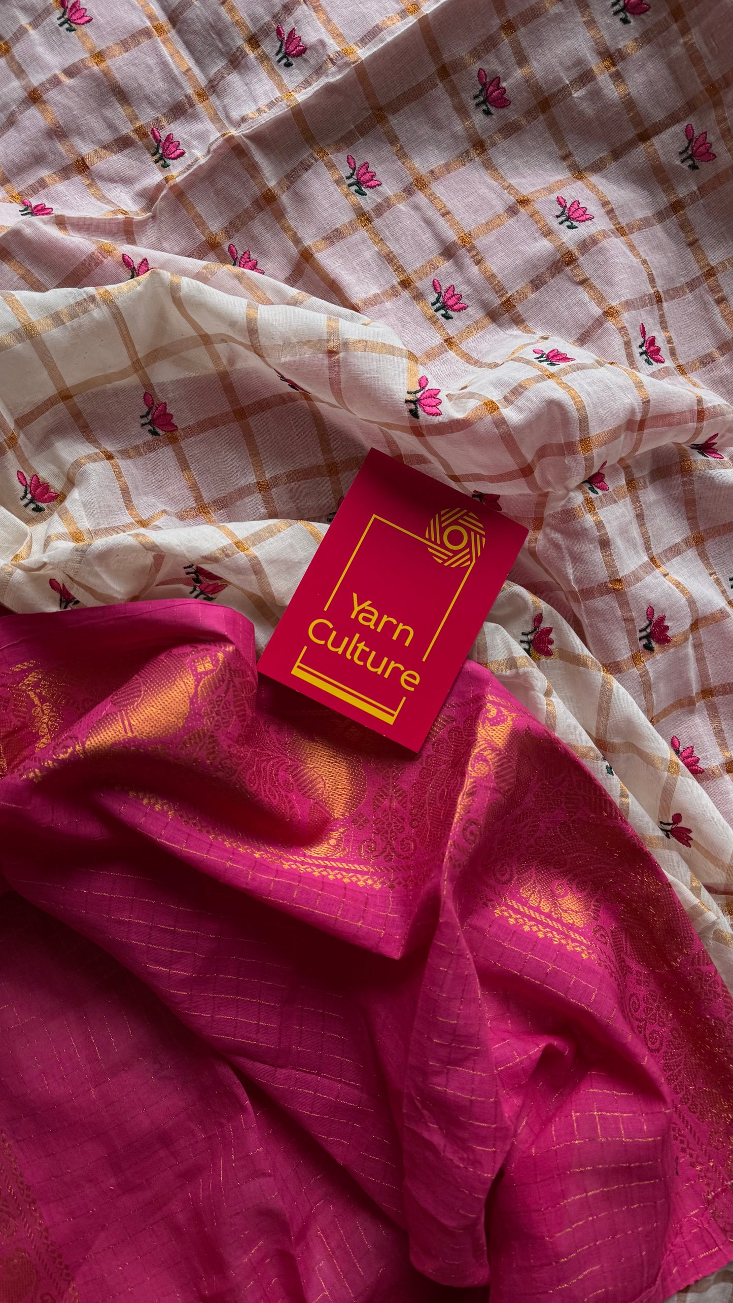 Remya : Thamara Sungudi Kattam - lotus with sungudi cotton half-half checkered saree - YCIEON168