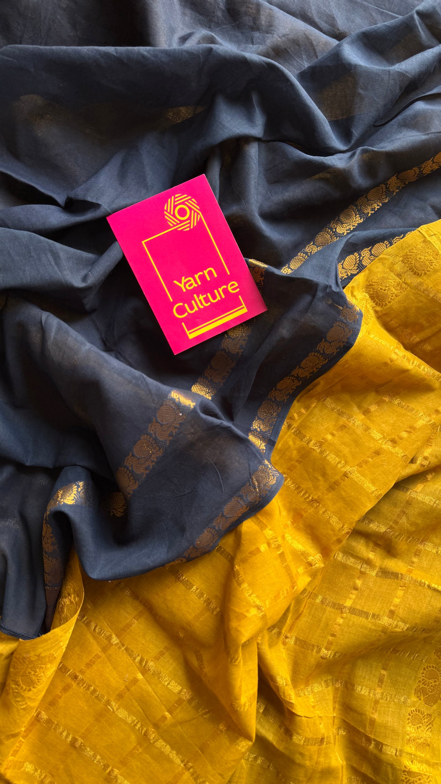 Karumani (கருமணி) : black with ginger yellow, sungudi cotton - YCENOID05