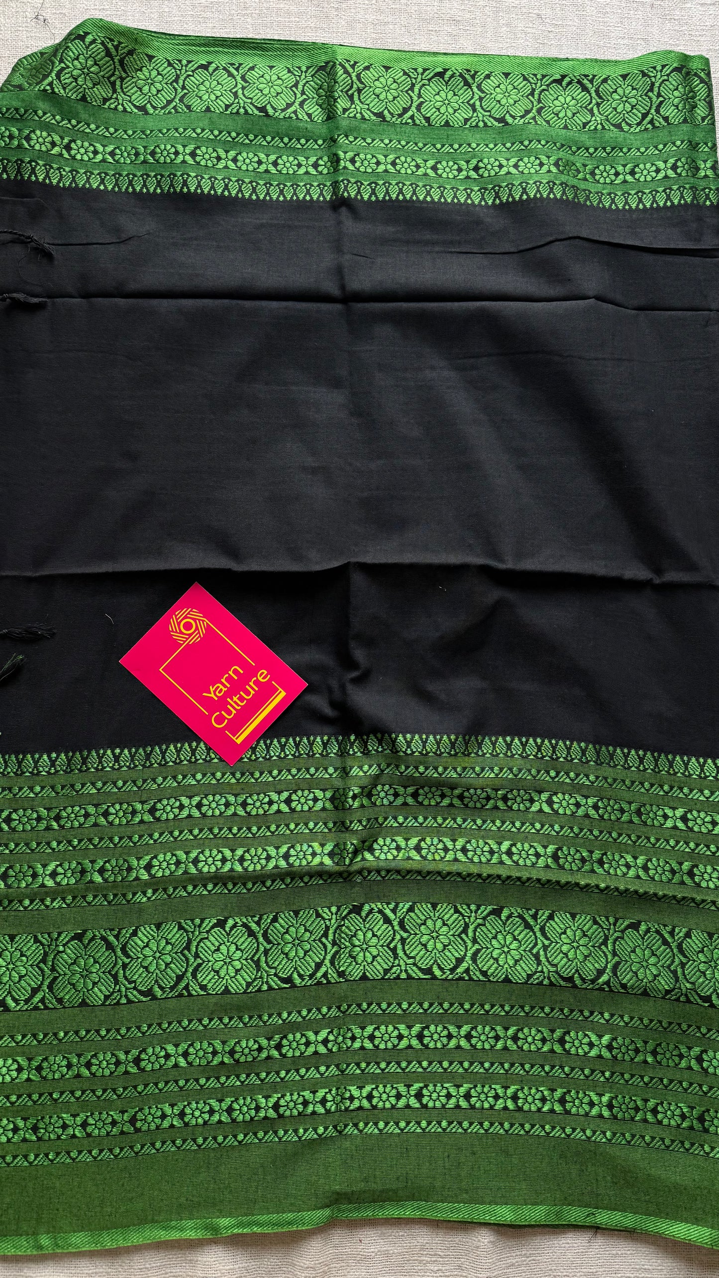 Black with green threadwork, begampuri soft cotton - YCBCBPJA195