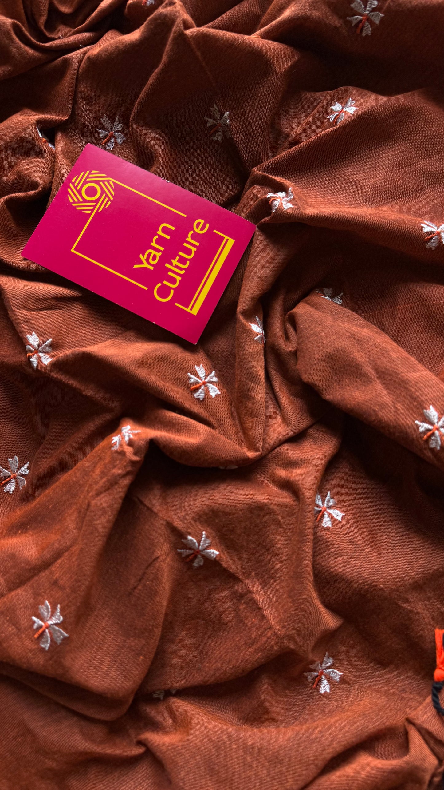 Rust orange parijat soft cotton saree  - YCBCKCAP38