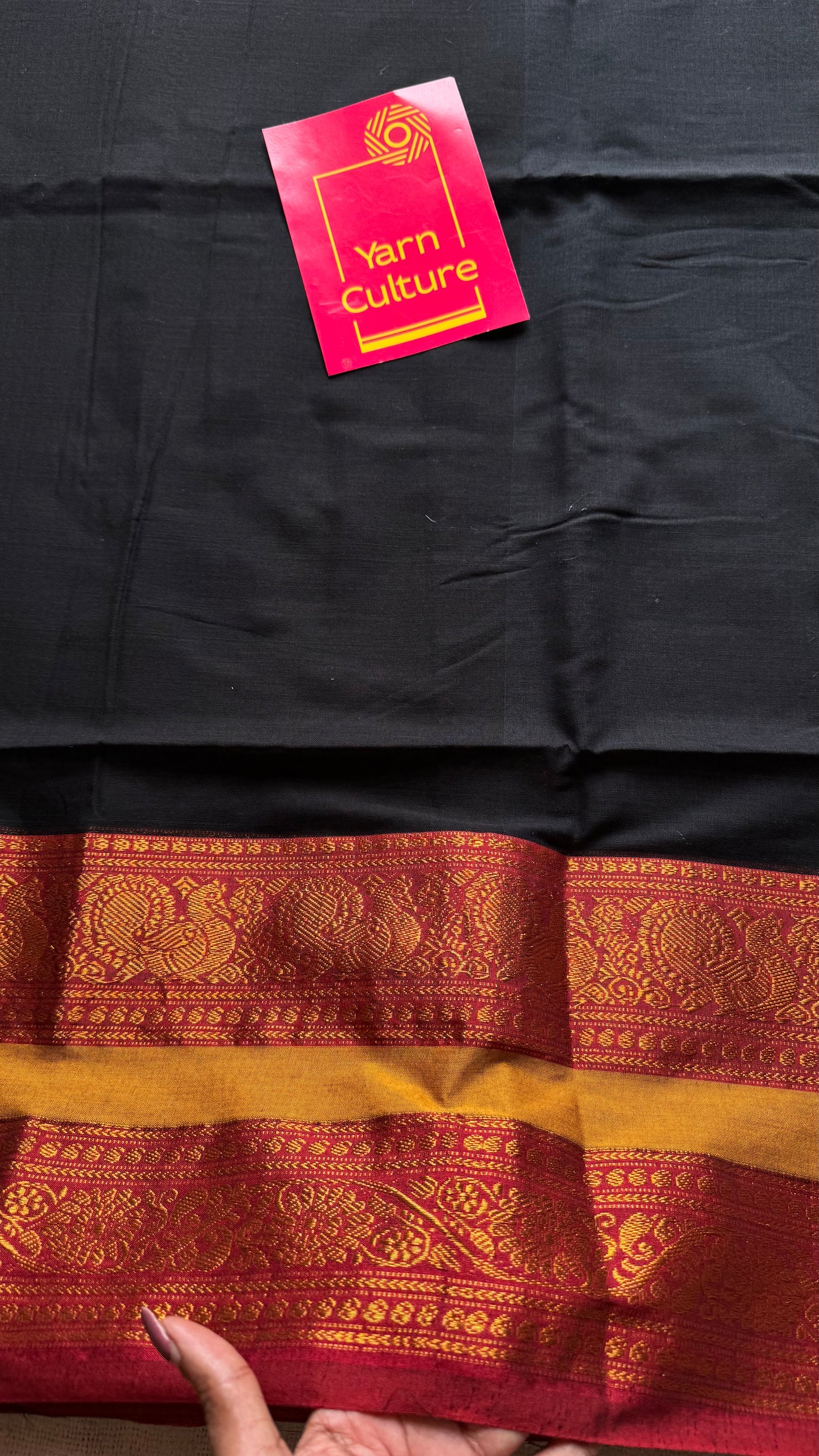 Black with red wide border, narayanpet soft cotton saree - YCWOTDAUG06