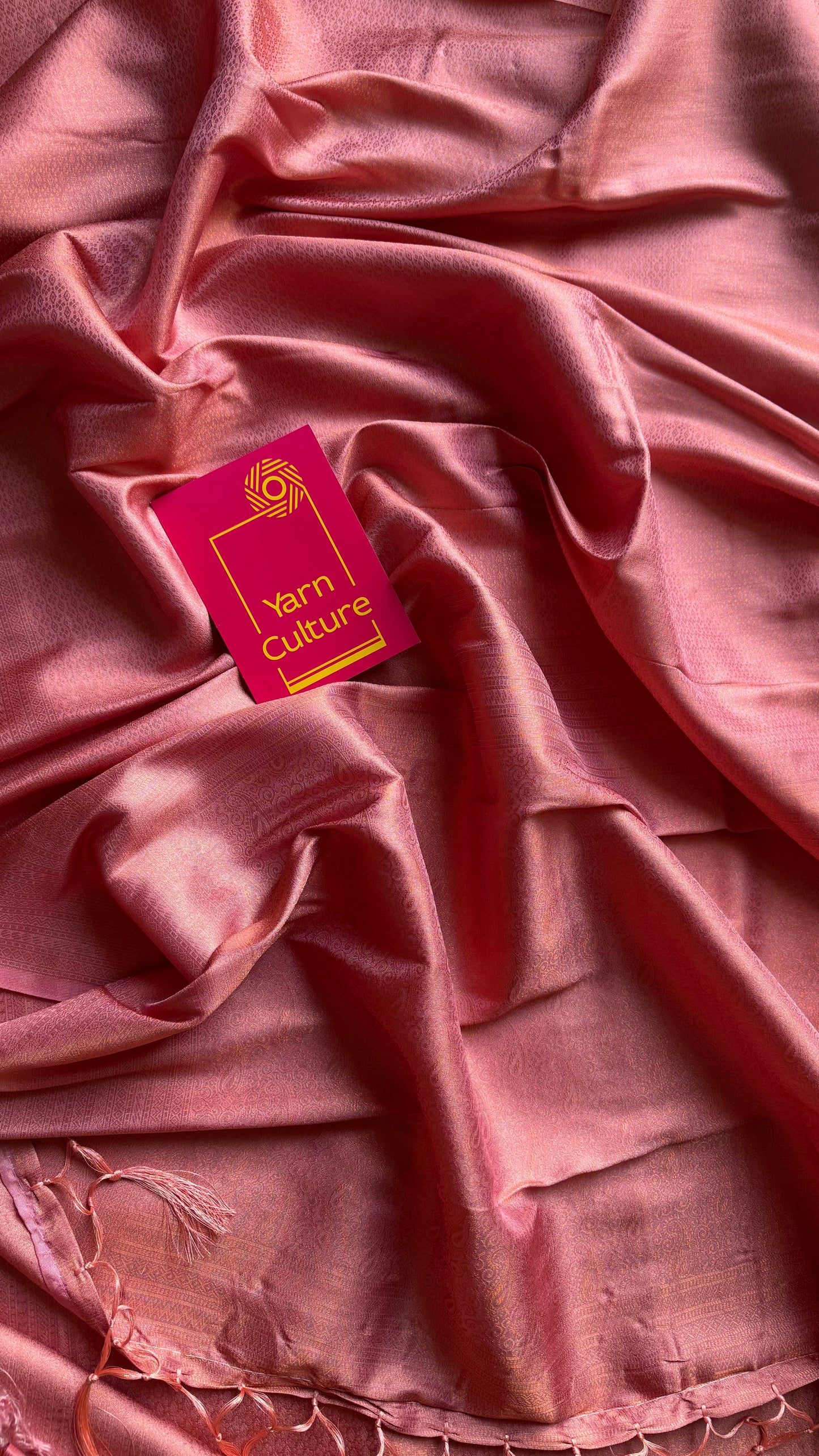 Peach, antique gold zari, semi -silk - YCDOSOCSS02