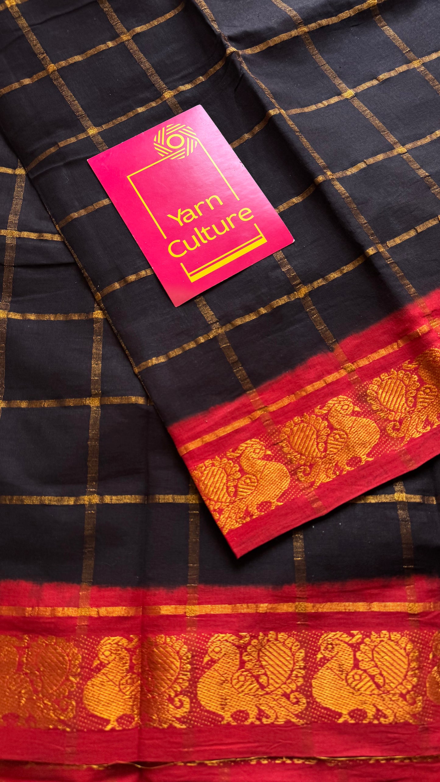 Black with red pavithra kattam sungudi, madurai cotton - YCCOTNMSAP142