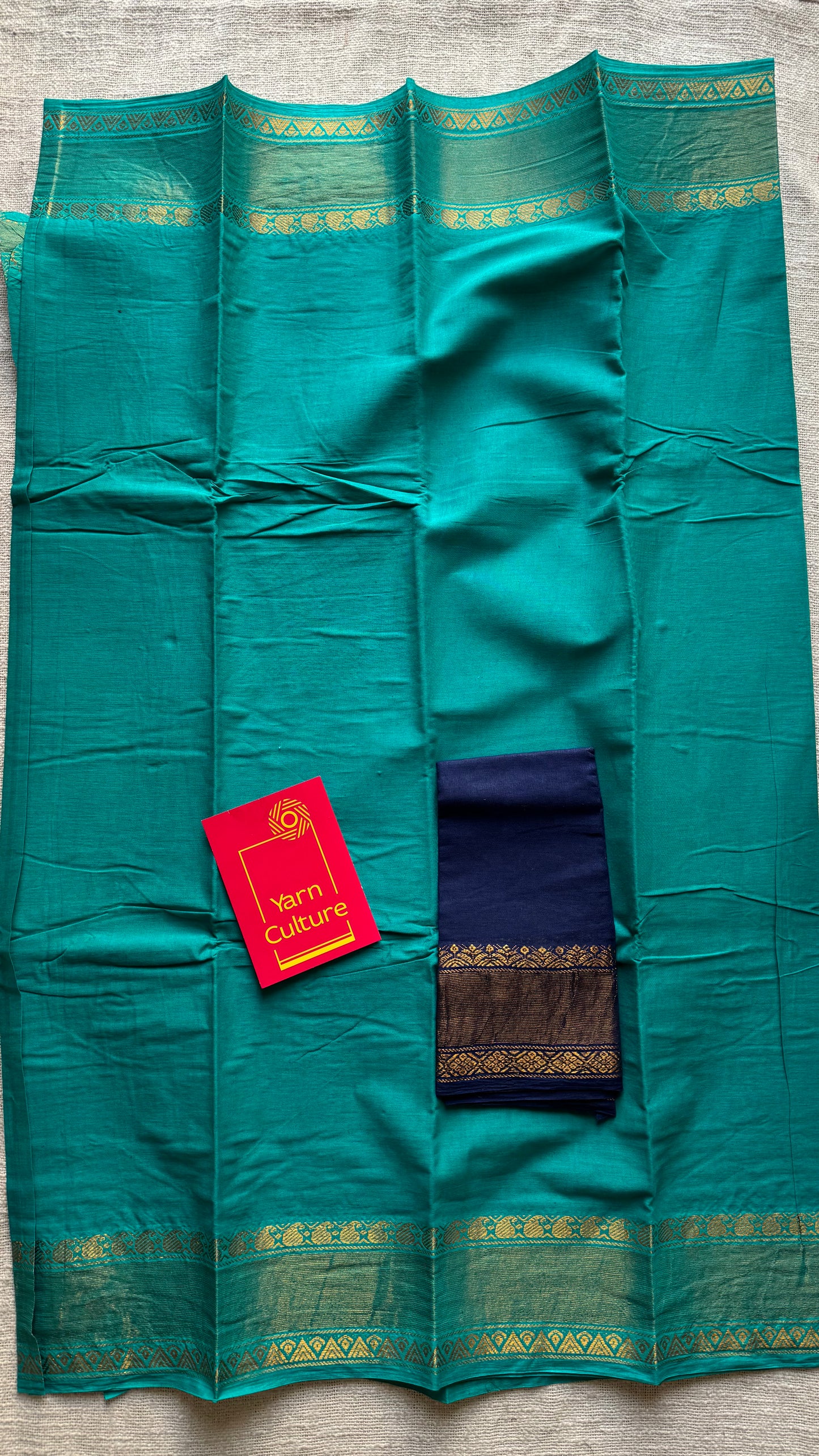 Turquoise kattuchayam dyed madurai soft cotton - YCCOTNSUDE138