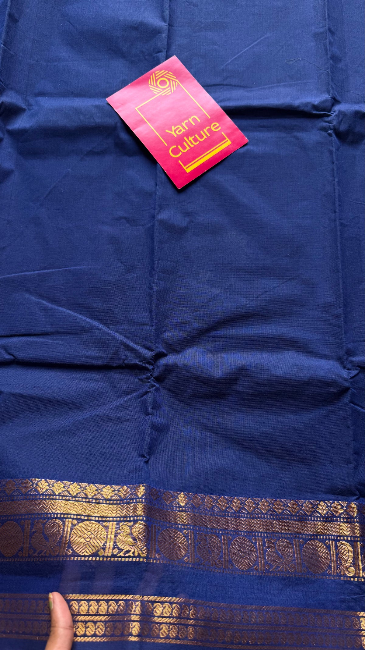 Blue with gap zari border, kanchi cotton saree - YCCOTNCCOC119
