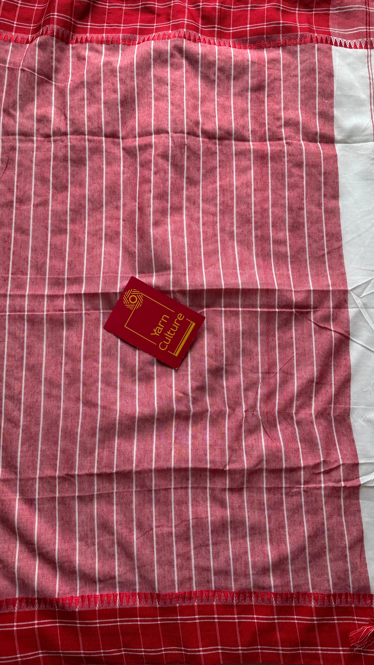 White with red thread border, soft cotton - YCBCDP11