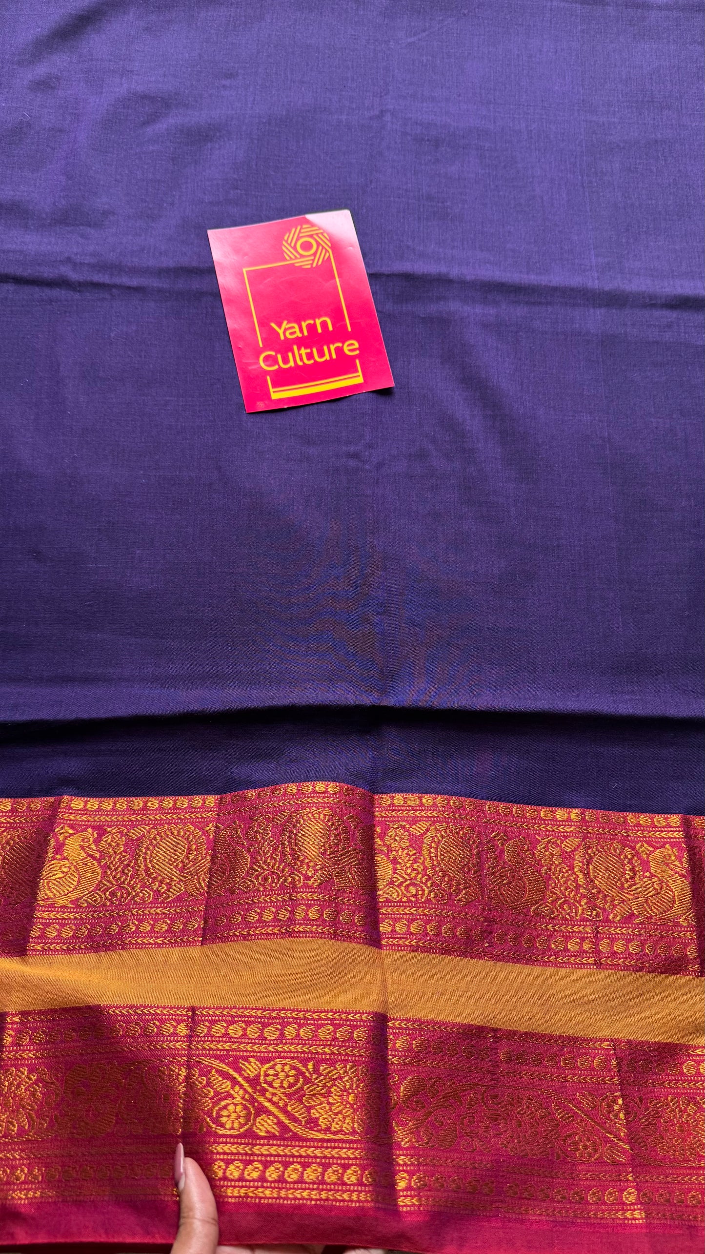 Purple with dark pink wide border, narayanpet soft cotton saree - YCWOTDAUG07