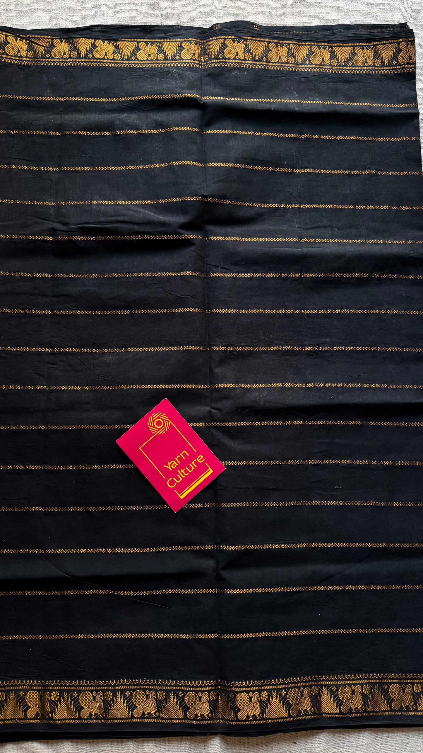 Black velthaari patterned kattuchayam dyed madurai cotton saree - YCCOTNMSFE132