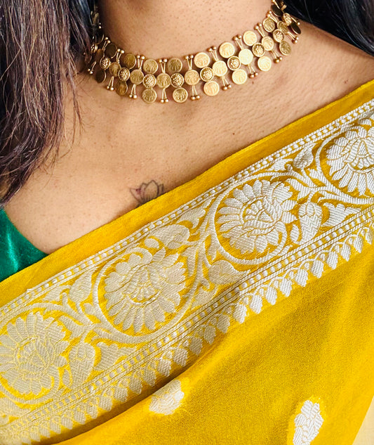 3 layered coin neckpiece with earrings - YCGPNP675