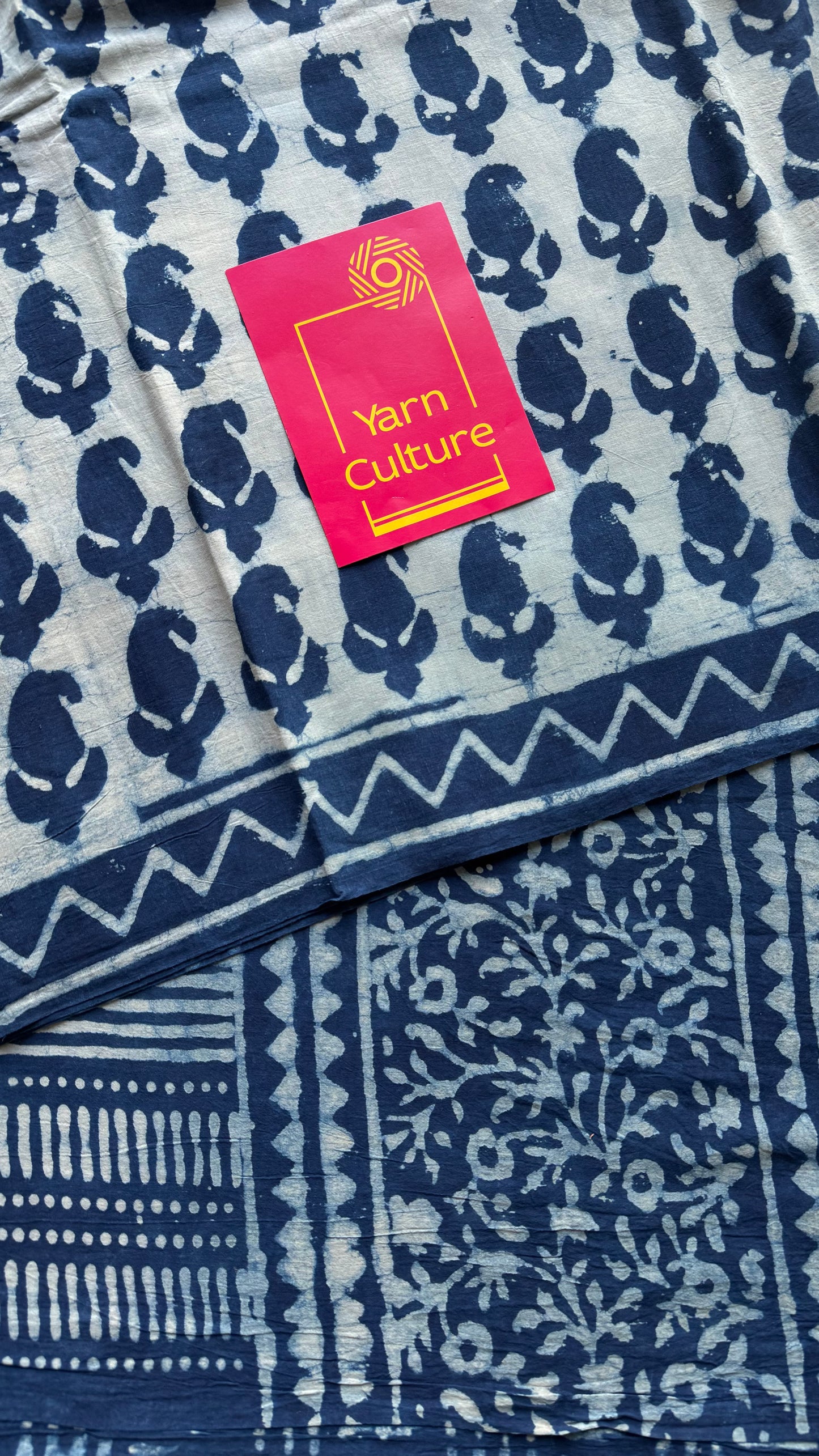 Nilaya - An abode of blue with indigo paisley motifs, block print, soft cotton - YCWOTDNOBP96