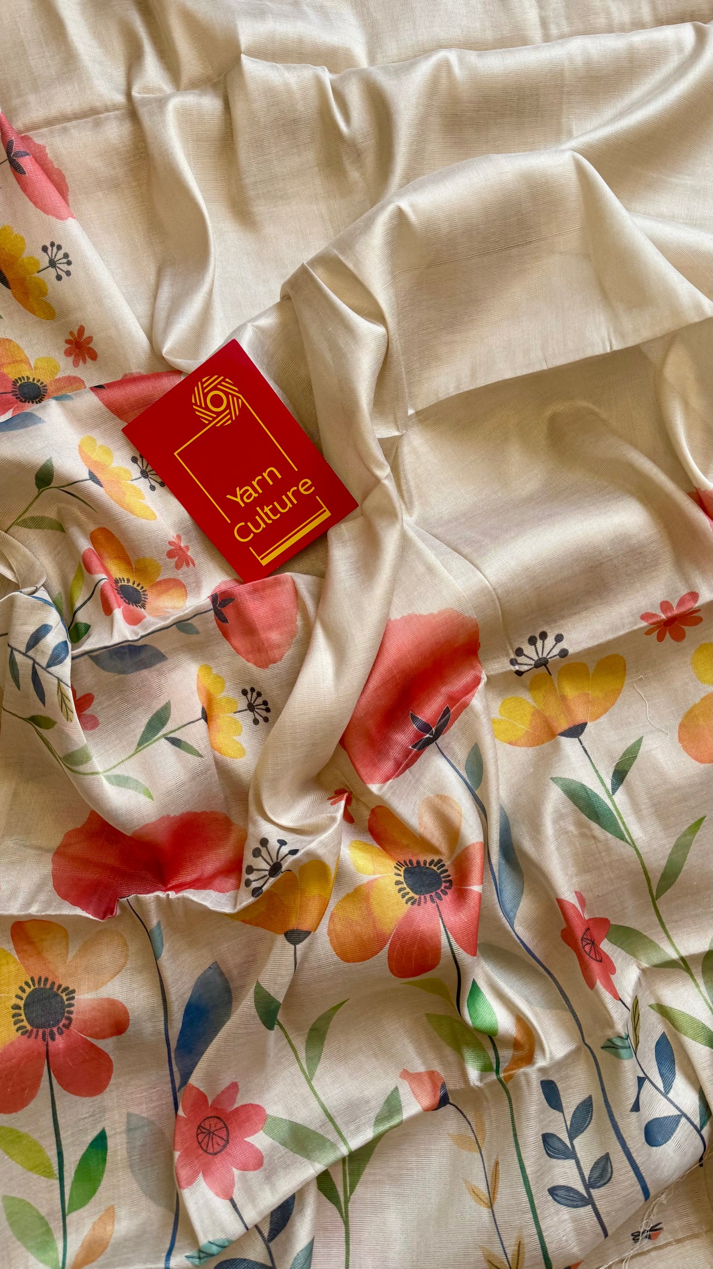 Sandal soft semi tissue saree, multicoloured floral prints - YCIEON82