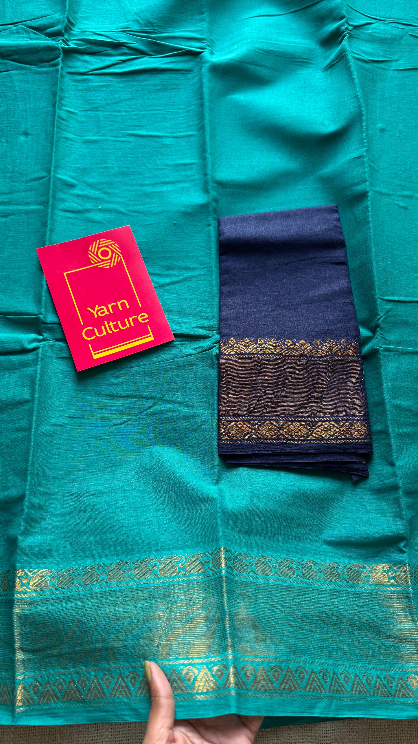 Turquoise kattuchayam dyed madurai soft cotton - YCCOTNSUDE138