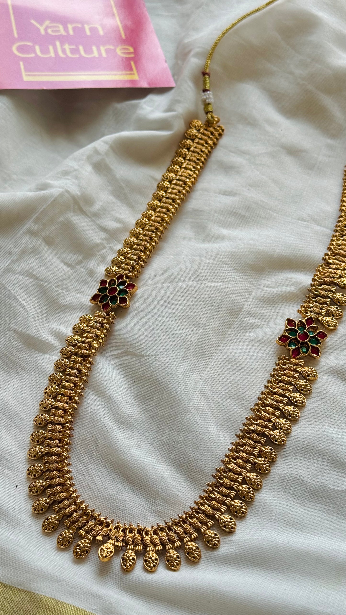Long peacock coin neckpiece statement piece - YCGPNP725