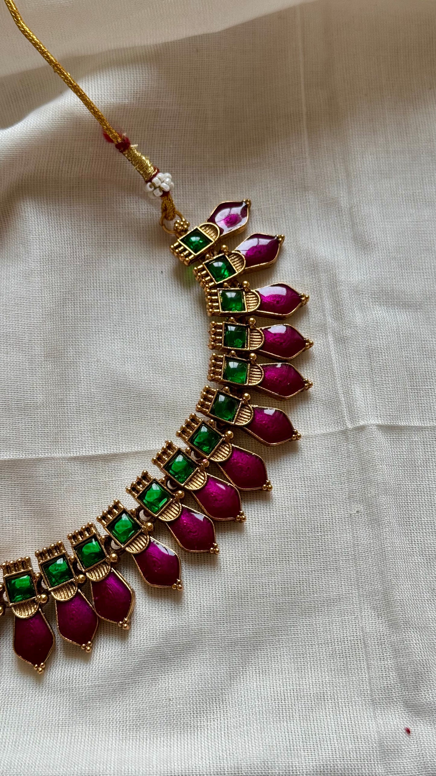 Purple pink (vadamalli) nagapadam neckpiece, with earrings - YCGPNP616