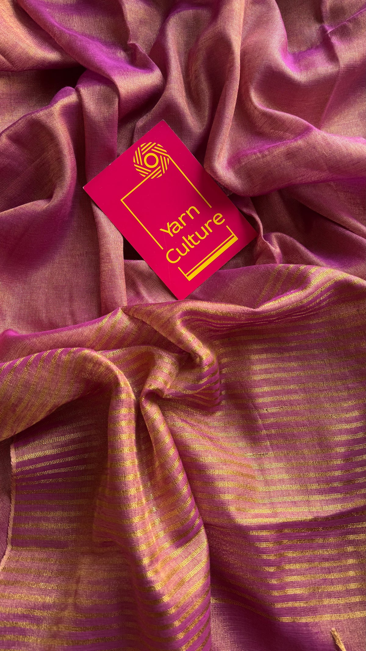 Light purple pink with gold, dual tone metallic tissue linen saree - YCBCLTOC55