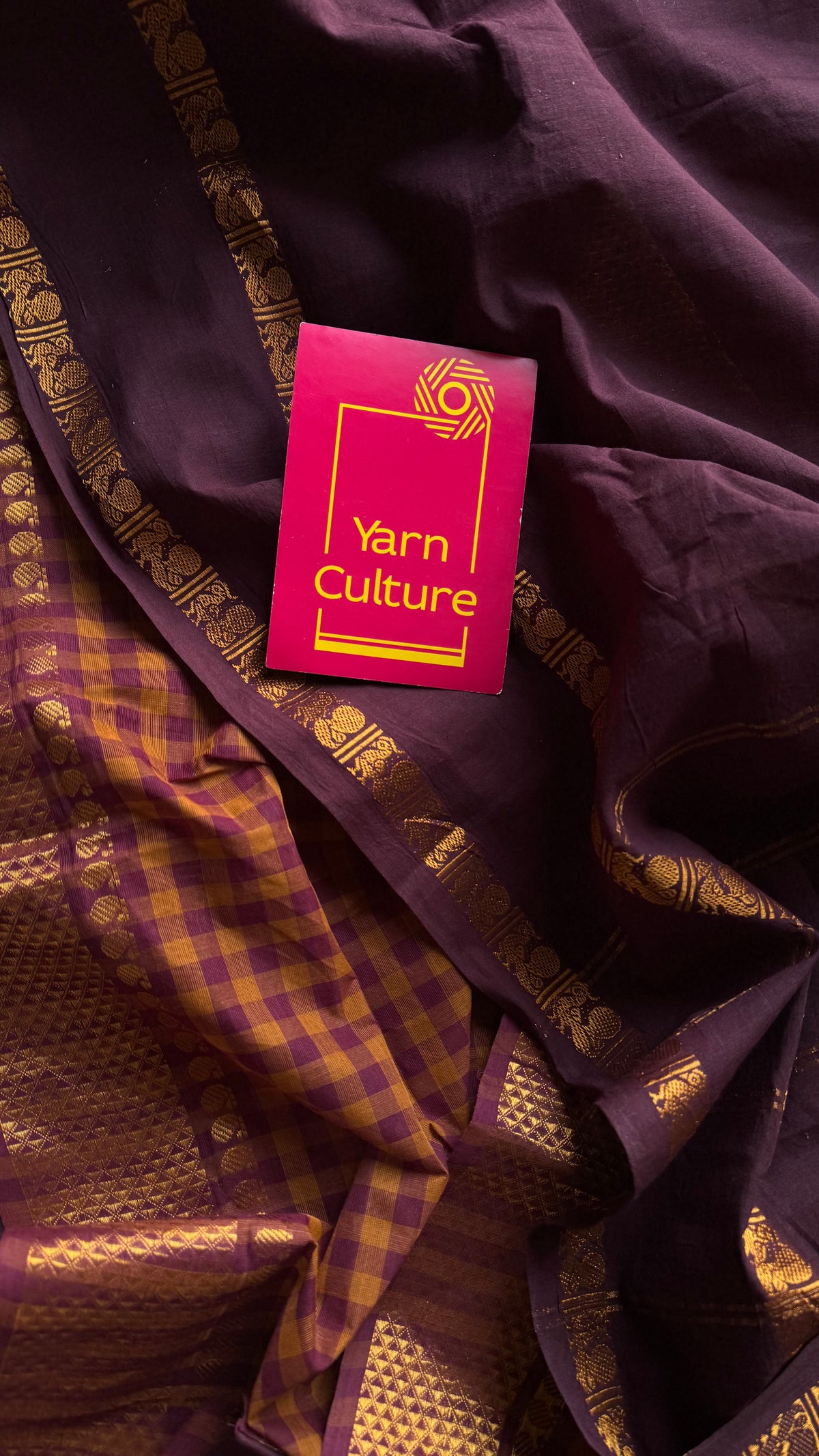 Maroon and rust orange with maroon, sungudi and chettinad cotton half-half saree - YCCOTNIDOC40