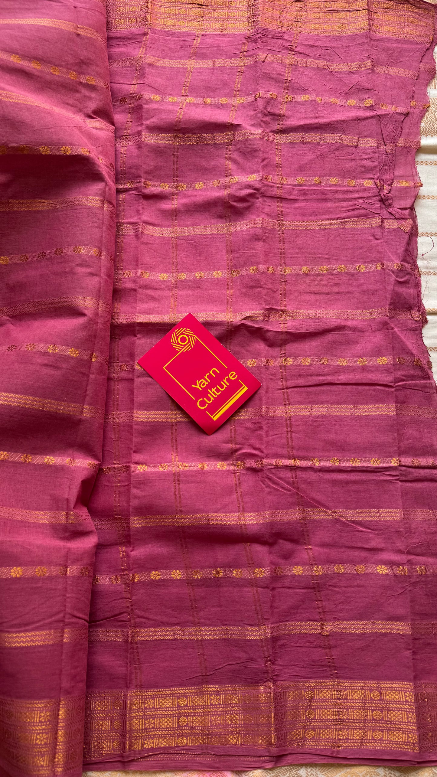 Dusty pink floral patterned velthaari, kattuchayam dyed madurai cotton saree  - YCCOTNMSAP214