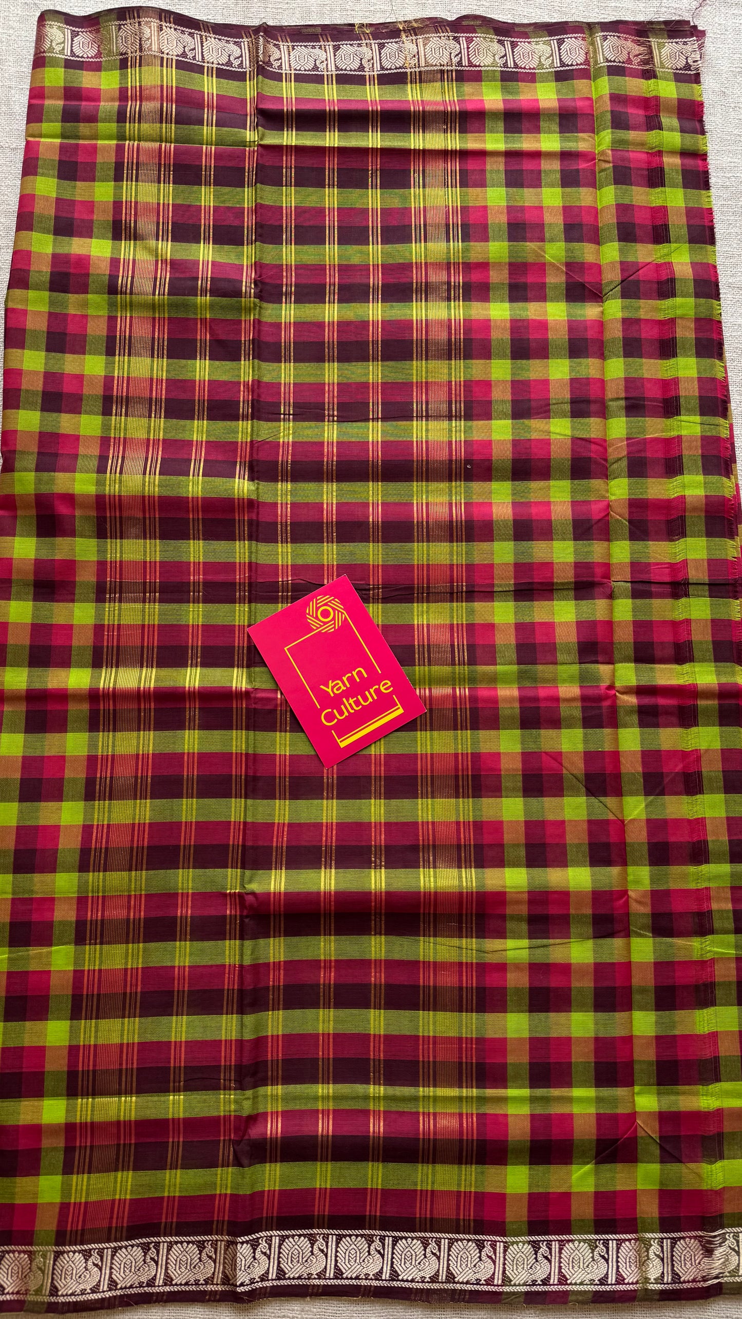 Multicolour Chettinad cotton caree with Paalum Pazhamum checks (Light Green, Green, Maroon & Dark Pink)- YCCOTNCCFE149