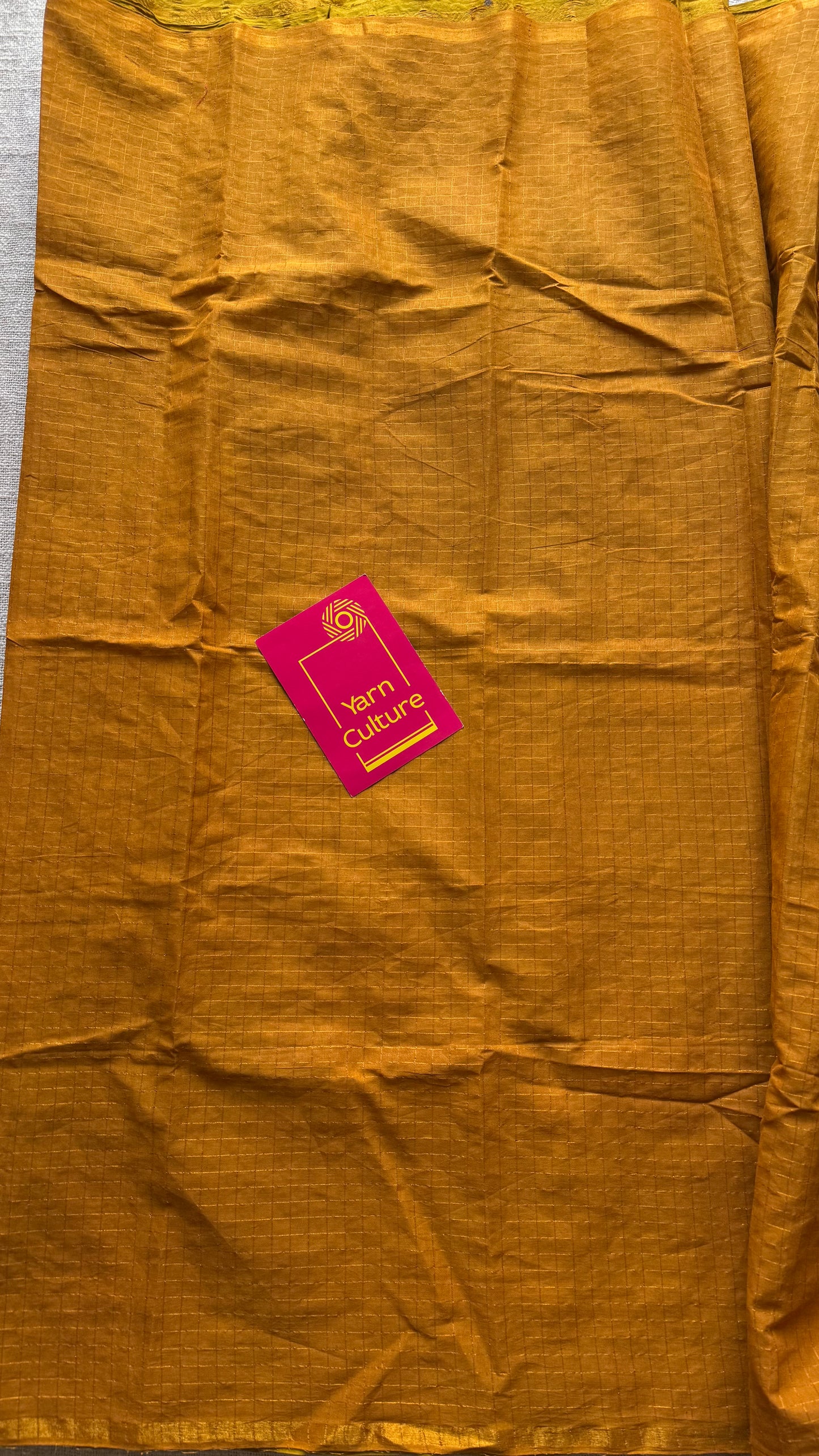 Light green with turmeric yellow, sungudi cotton half-half saree - YCCOTNMSFE369