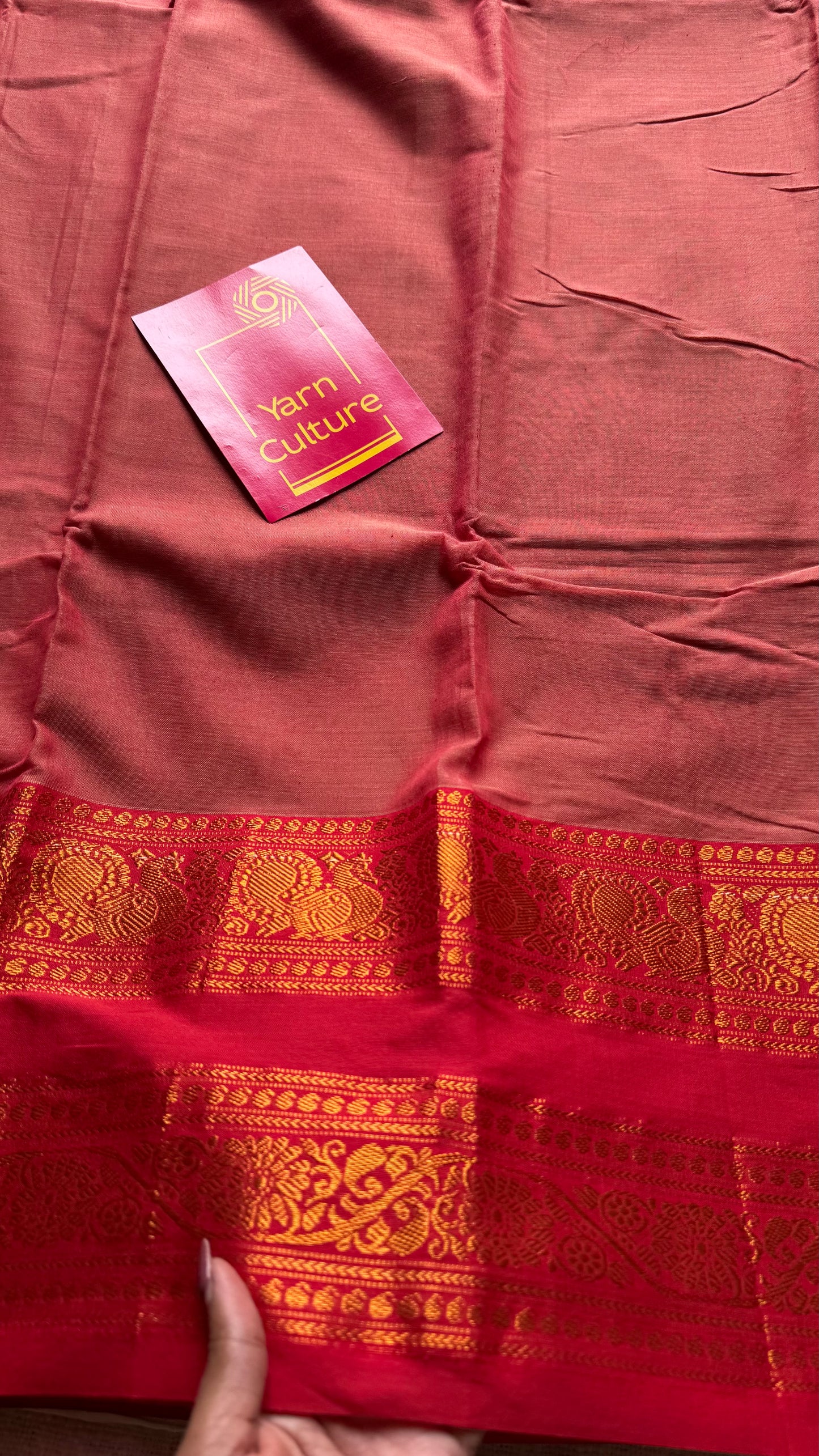 Light red with red wide border, narayanpet soft cotton saree -YCWOTDAUG04