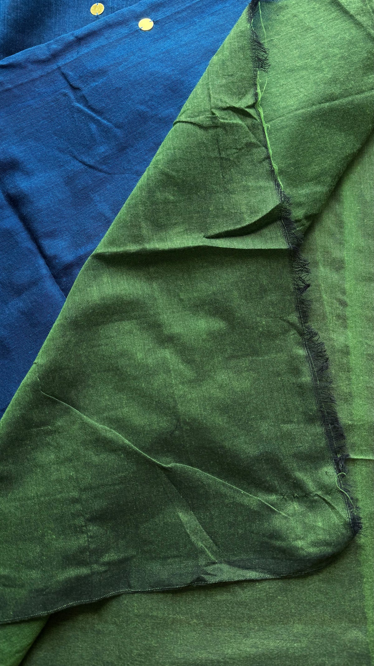 Blue with green contrast pallu, gini sequins, soft cotton saree - YCBCSCOC03
