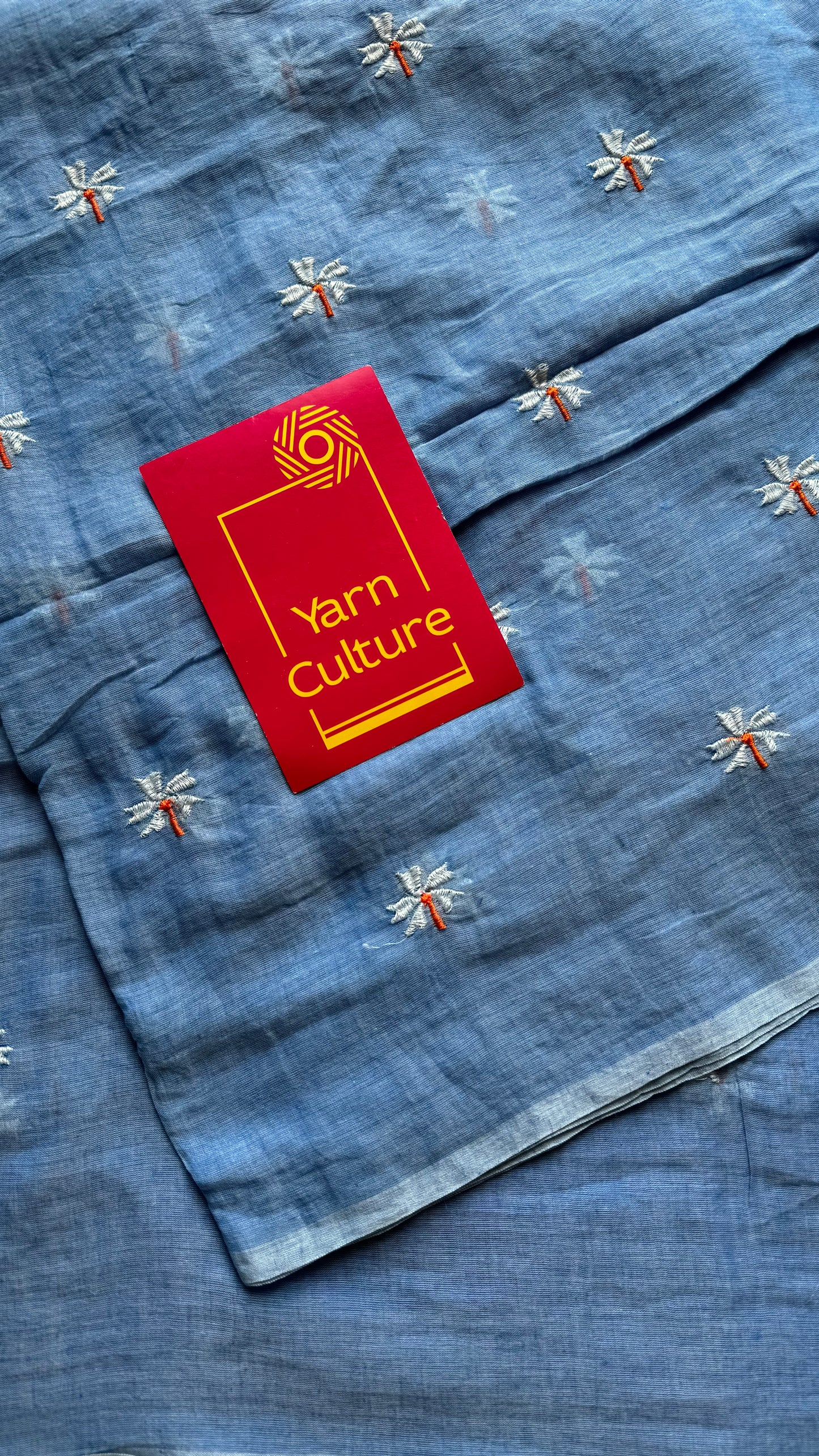 Soft blue parijat mul cotton saree  - YCBCMCAP30