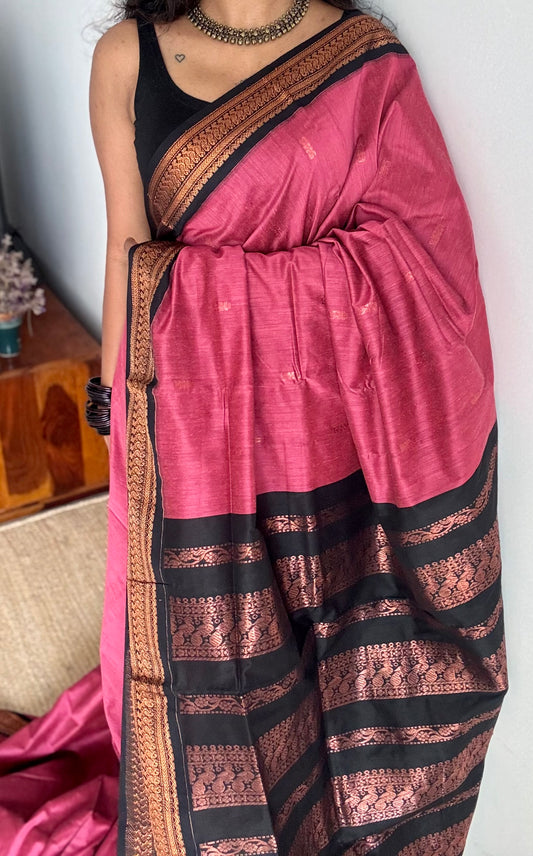 Dark pink with black - cotton silk - YCCOTNSEKCS06