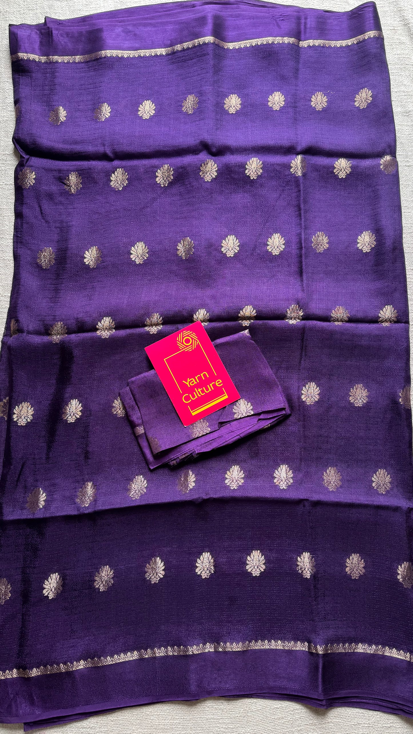 Deep purple in khadi silk, zari motifs - YCDOSFE20