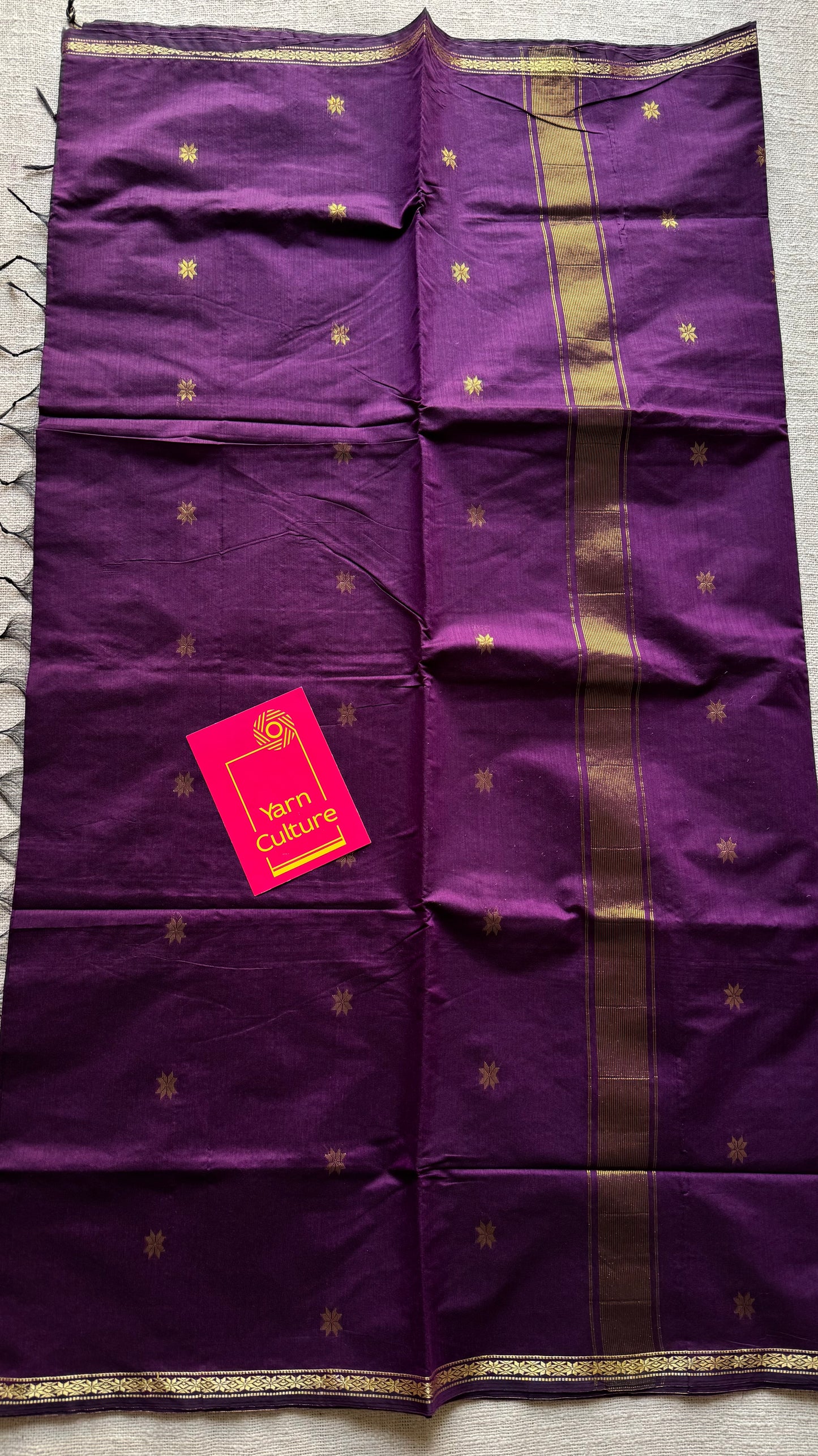 Grape wine, gold buttas, semi maheshwari cotton silk - YCCOTNCSDE87