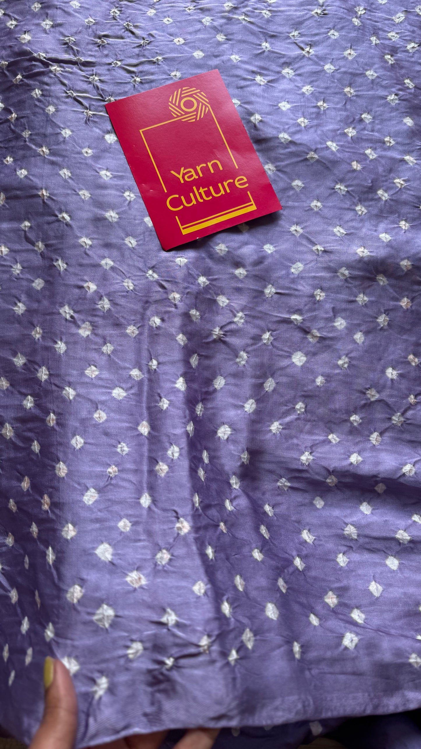 Lavender, crushed bandhej pure modal silk saree with lagdi patta zari pallu - YCTOKBM331
