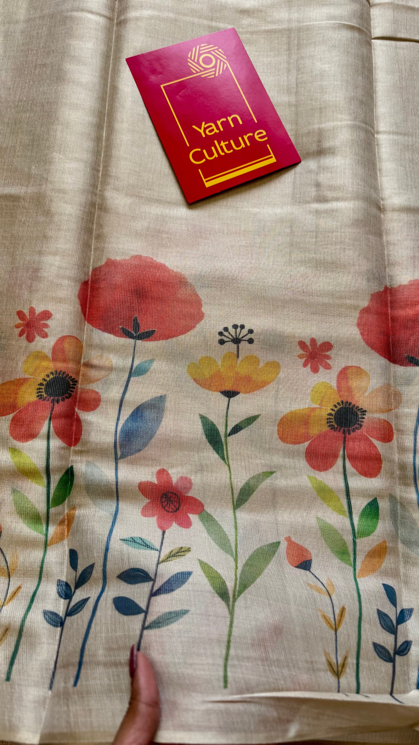 Sandal soft semi tissue saree, multicoloured floral prints - YCIEON82