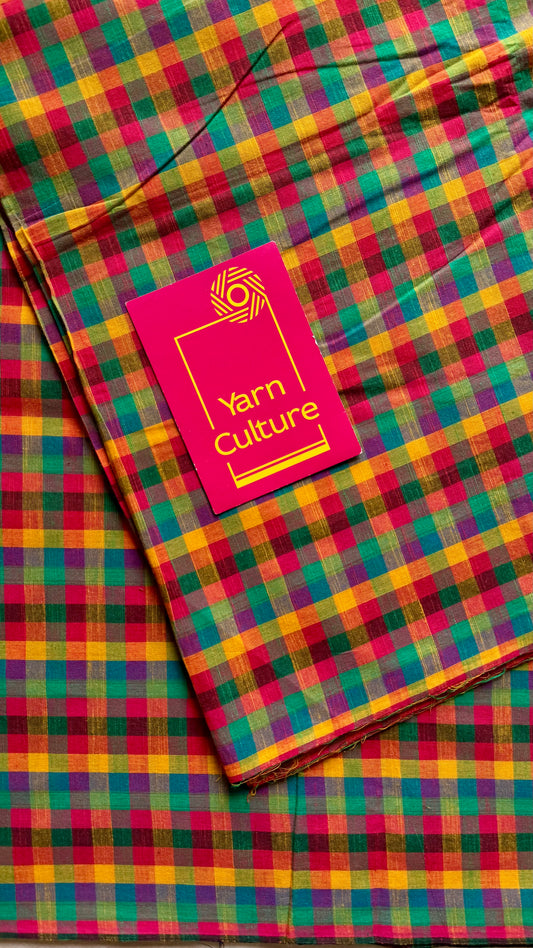 Multicoloured Madras Checks in Pure Cotton Fabric - YCSEFB03