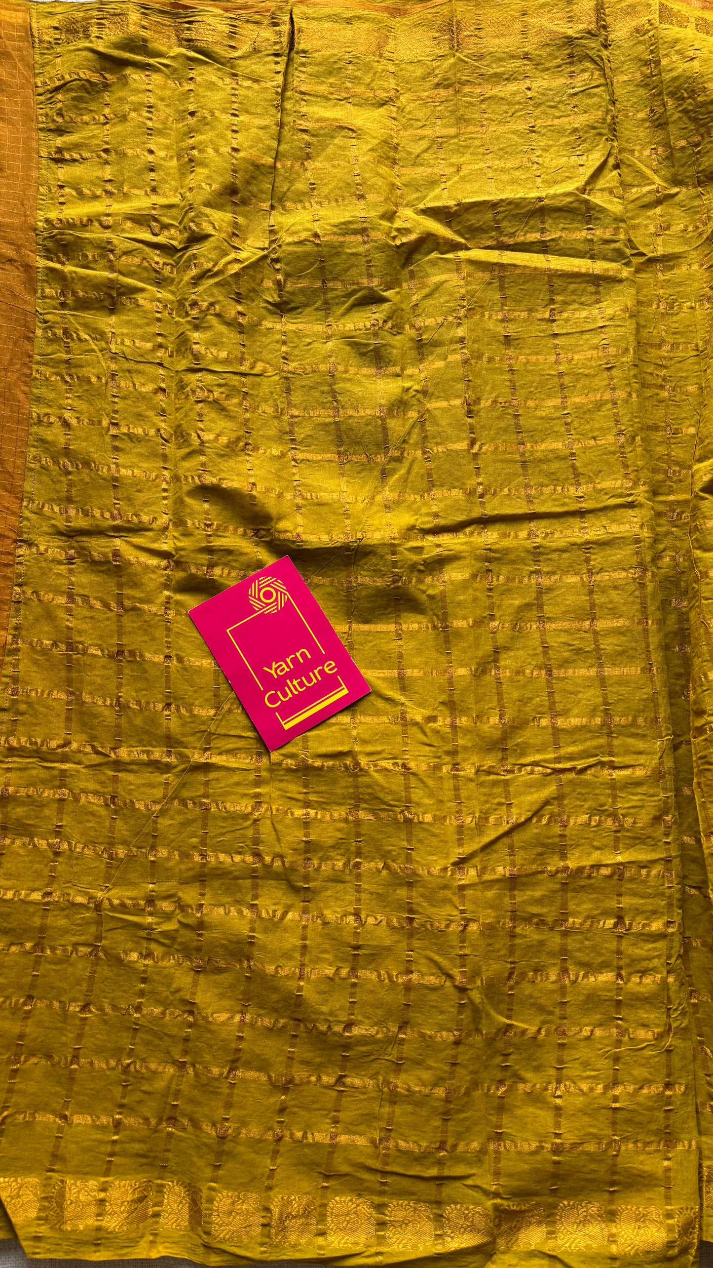 Turmeric yellow with light green, sungudi cotton half-half saree - YCCOTNMSFE368