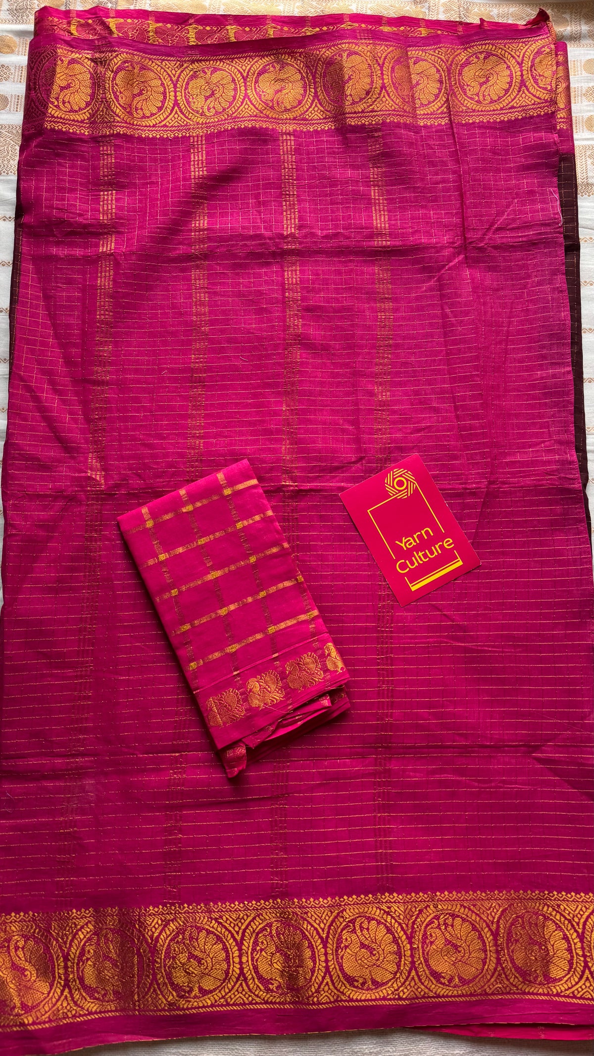 Dark maroon and hot pink sungudi cotton half-half saree - YCCOTNIDOC23